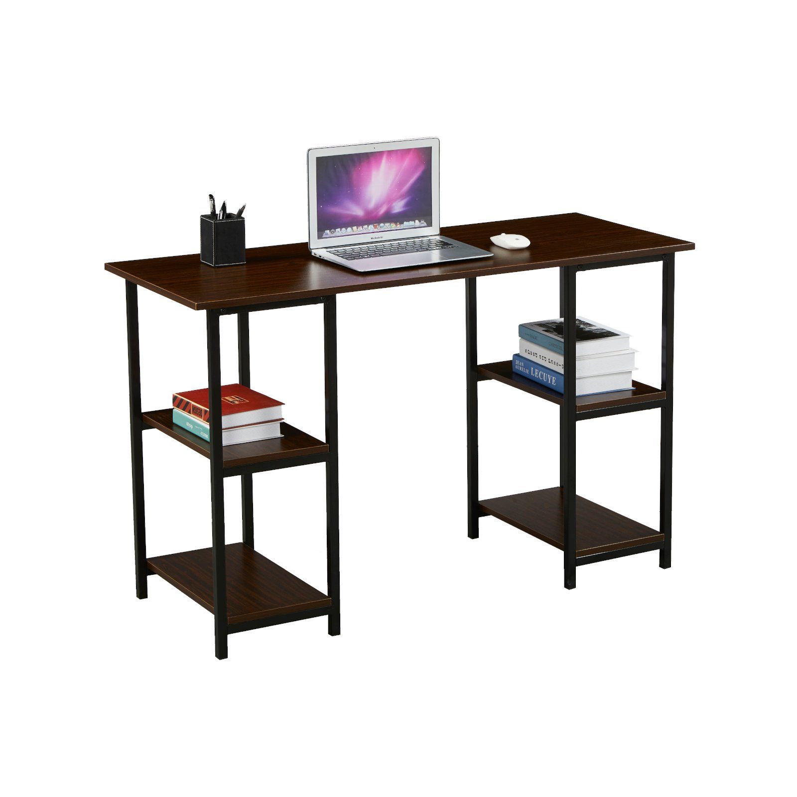 SVITA Schreibtisch STUDIO (1-St., 1 Tisch), Schreibtisch, Schreibtisch mit Fächer, Ablage, Skandinavisch Dunkelbraun | Schwarz | Dunkelbraun