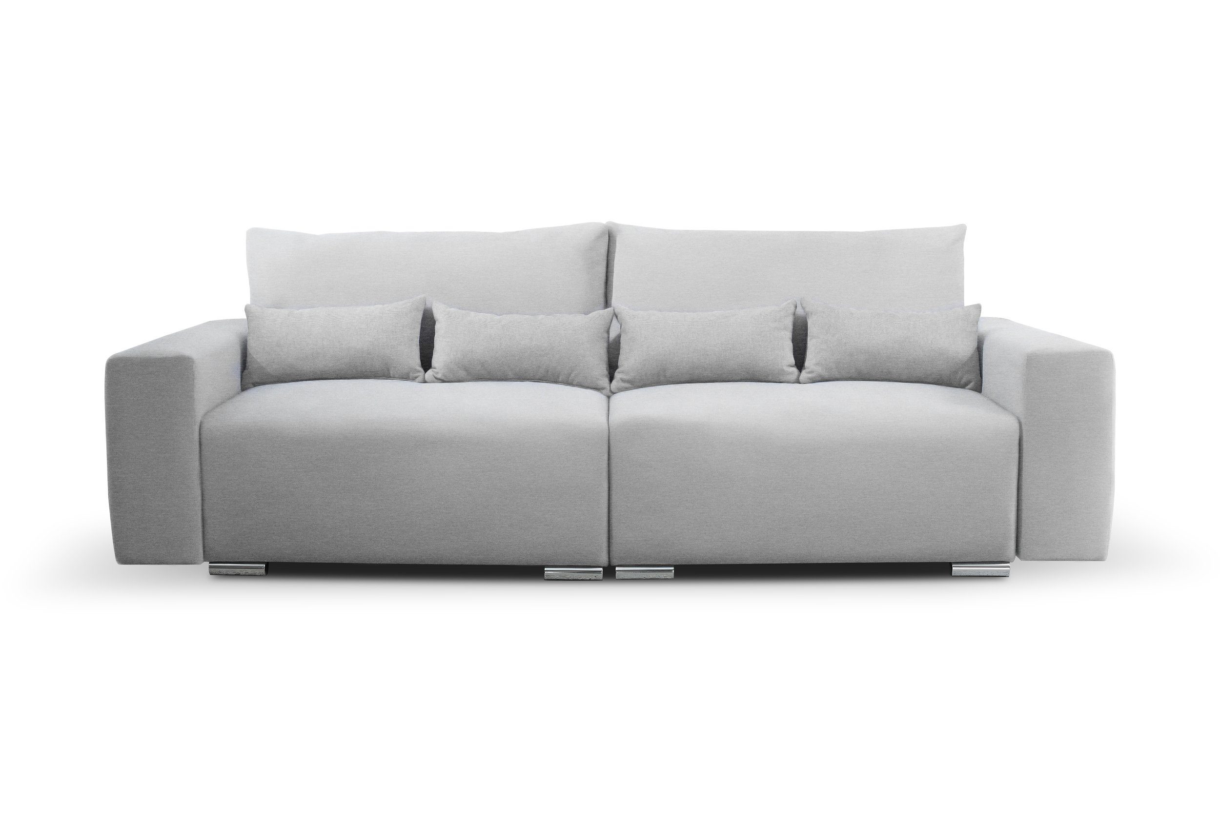 im Kissen, inklusive Korfu, Design, mit Bettfunktion Raum 3-Sitzer 2-Sitzer, stellbar, Stylefy frei Sofa, Modern