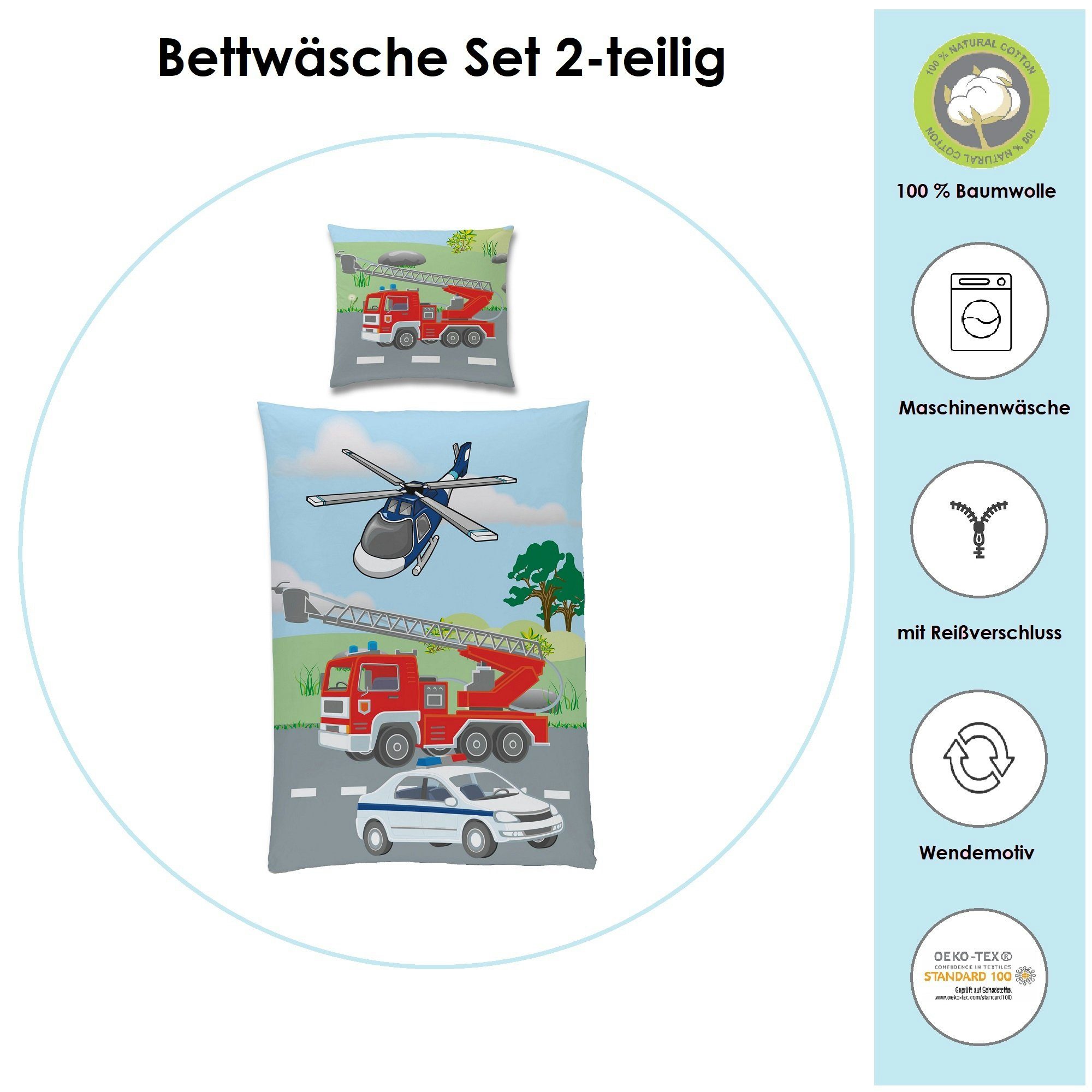 Familando Kinderbettwäsche mit Feuerwehr & Polizei günstig online kaufen