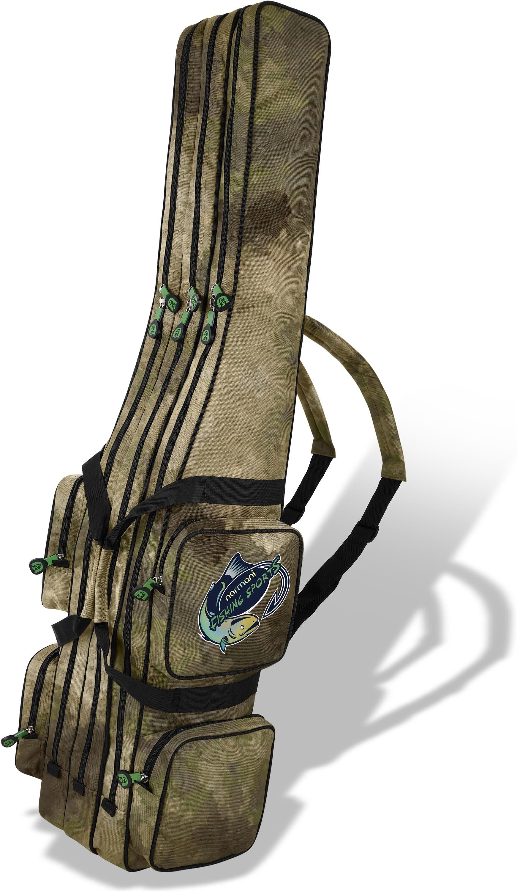 normani Angelrutentasche Rutentasche 1,25 m bis 2,10 m RodBox Triple, Rutenfutteral Anglertasche Rutenrucksack mit 3 Rutenfächern