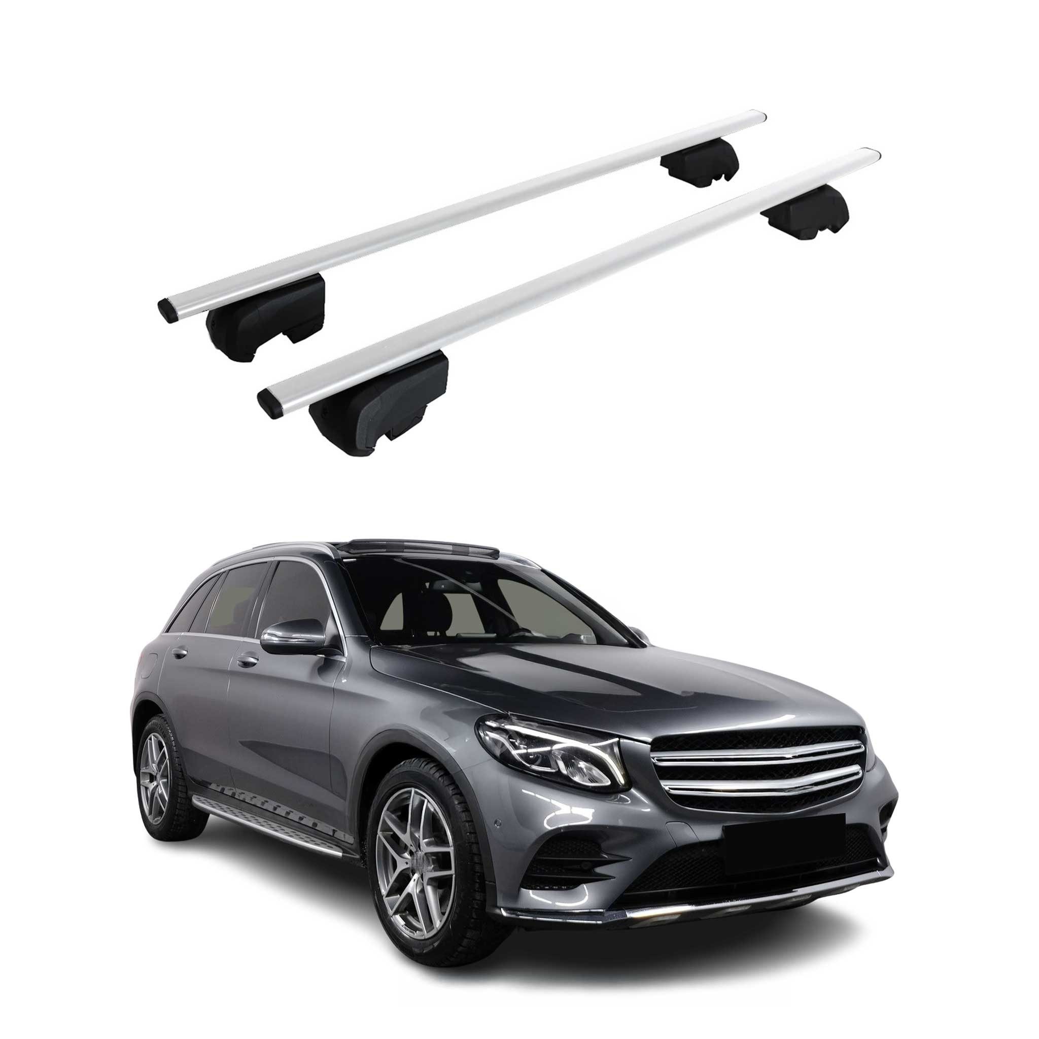 OMAC Dachträger Gepäckträger für Mercedes GLC X253 SUV 2015-2023 ABE Metall Silber (2-St), Wasserbeständig,Abnehmbar,Multifunktional,Leichtgewichtig