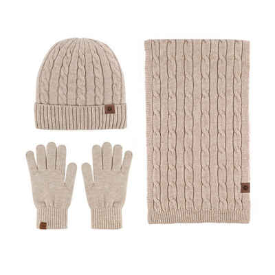 ManKle Strickmütze »Damen Winter Warm Beanie Mütze Touchscreen Handschuhe und Schal Set«