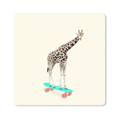 MuchoWow Gaming Mauspad Giraffe - Muster - Skateboard - Rosa - Tiere (1-St), Gaming, Rutschfester Unterseite, Mausunterlage, 80x80 cm, XXL, Großes