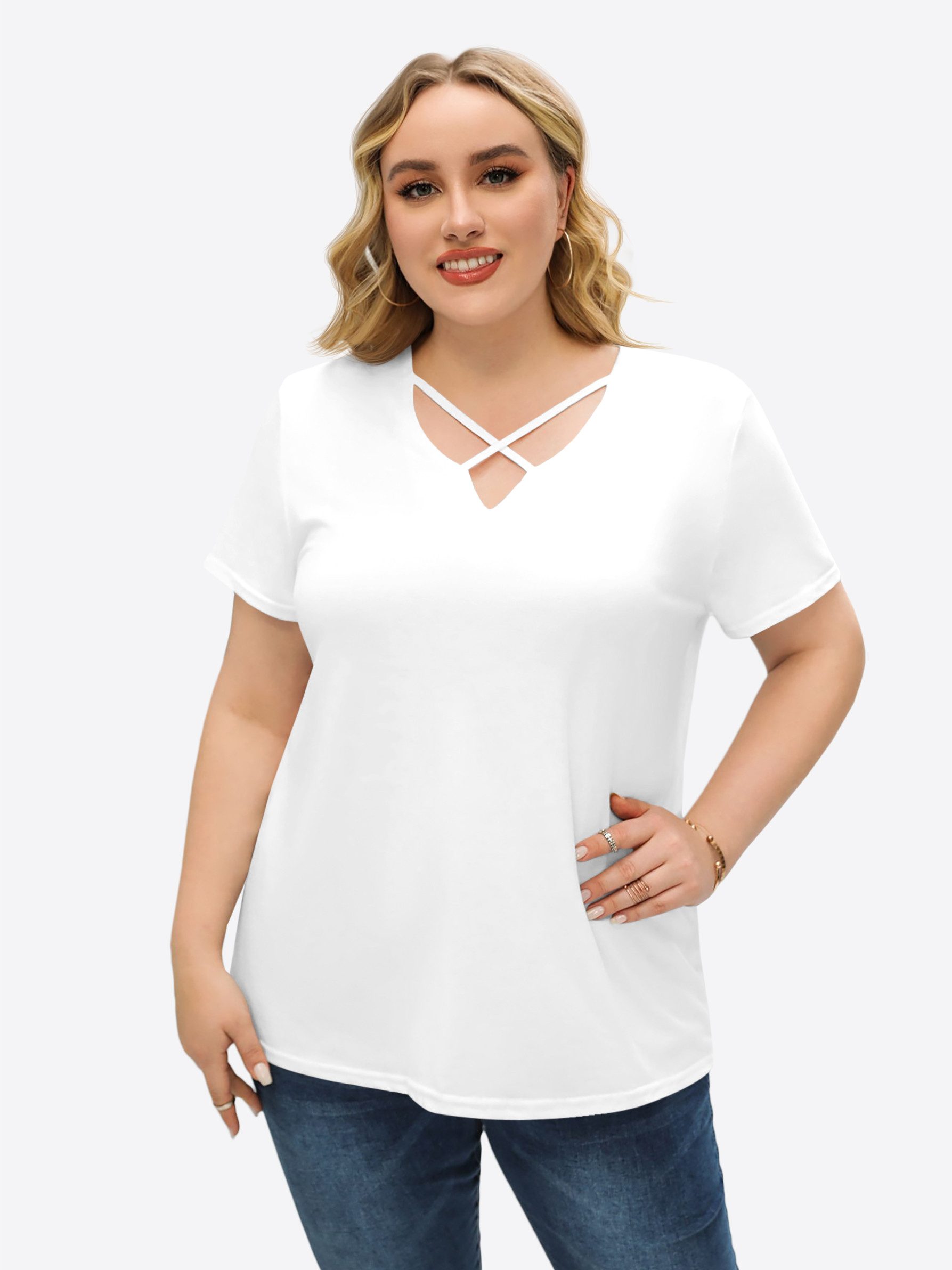 Imily Bela Oversize-Shirt Damen Sexy lockeres T-Shirt (Packung, 1-tlg., 1per-Pack) Einfarbig