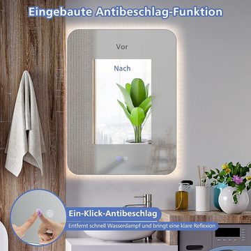 KOMFOTTEU Wandspiegel Hängespiegel, mit LED & Touch-Schalter