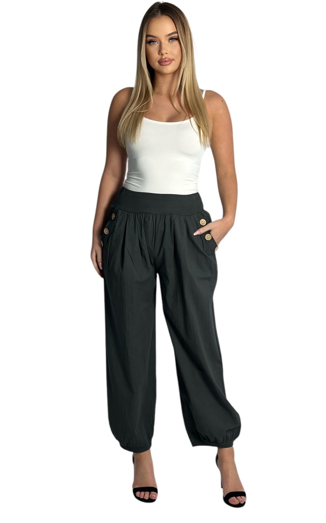 Mississhop Haremshose Damen Baumwolle Aladinhose Unifarbe Hose Sommerhose M.297