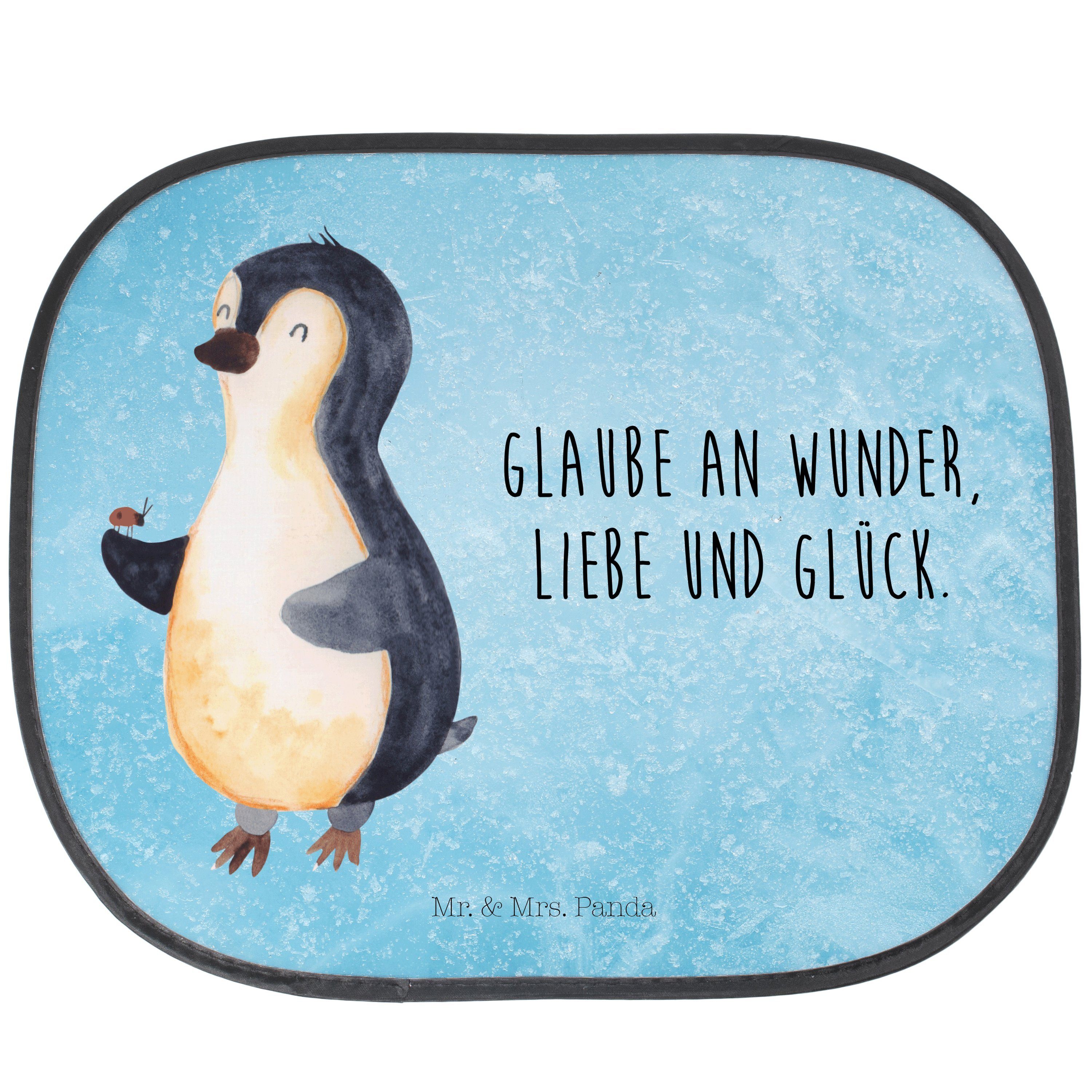 Sonnenschutz Pinguin Marienkäfer - Eisblau - Geschenk, Sonnenschutzfolie, Sonnensc, Mr. & Mrs. Panda, Seidenmatt