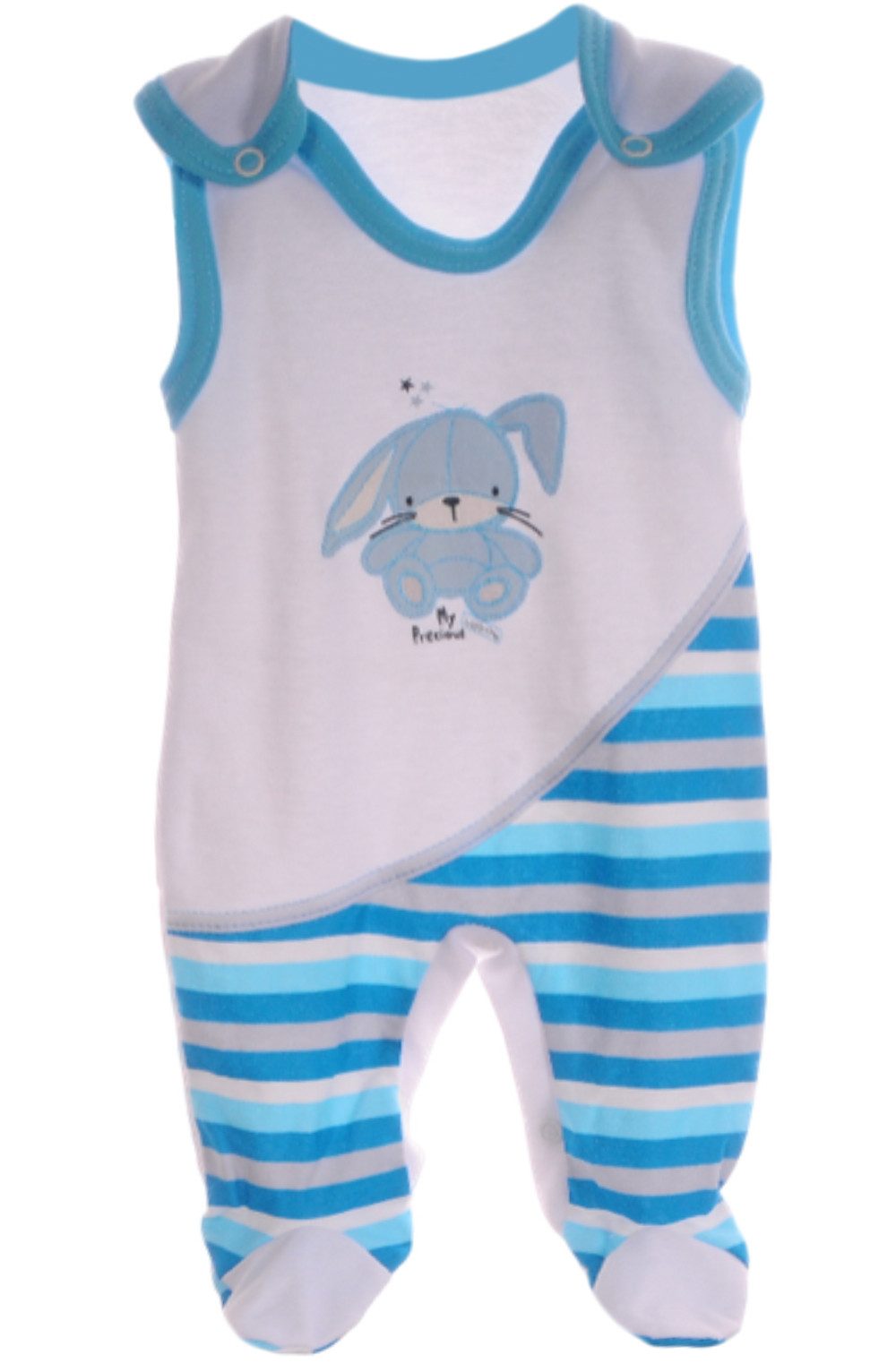 La Bortini Strampler Baby Strampler ärmellos neutral mit Hase aus reiner Baumwolle, 44 50, für Neugeborene, unisex