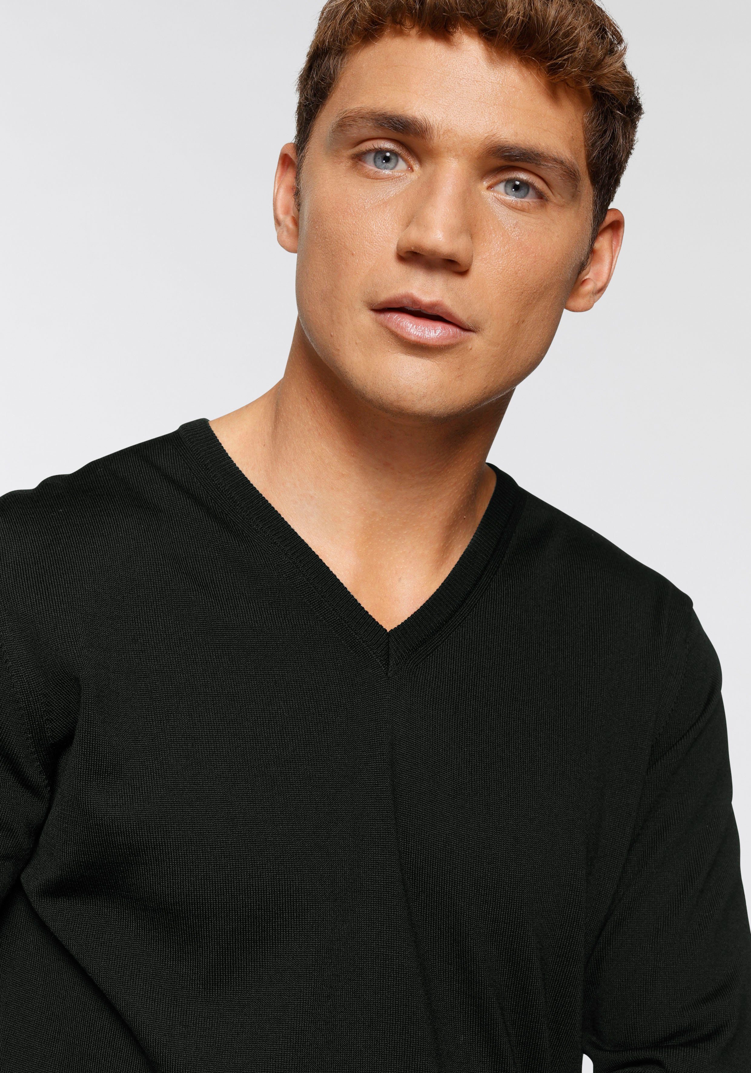 OLYMP V-Ausschnitt-Pullover OLYMP Strick Casual klassischer Strickpullover