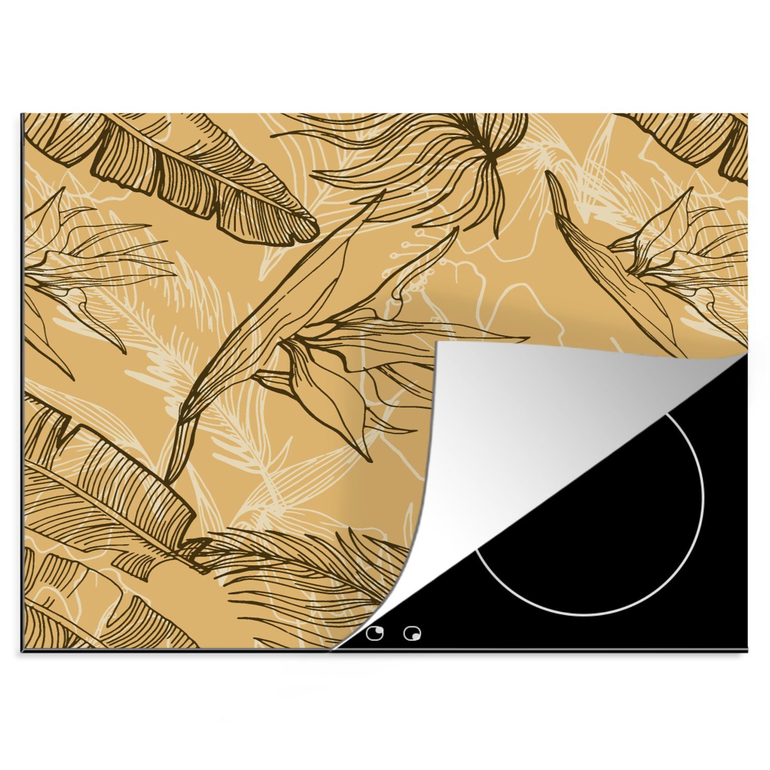 60x52 Tropisch MuchoWow Sommer Mobile tlg), nutzbar, (1 Blätter - cm, Vinyl, Ceranfeldabdeckung - Hawaii, - Herdblende-/Abdeckplatte Arbeitsfläche
