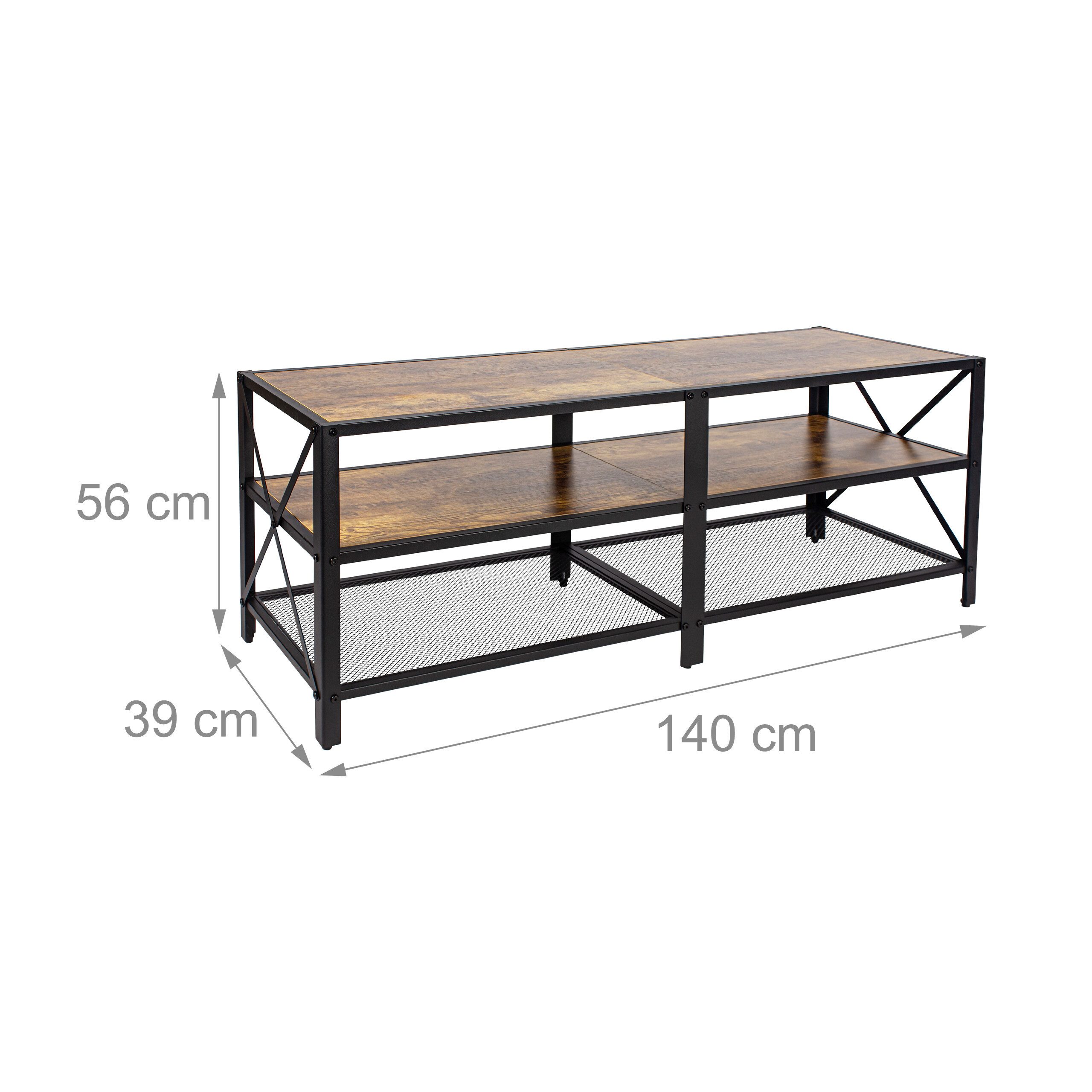 relaxdays TV-Bank TV Lowboard 4 Fächer (1 St), 140 cm – Bild 4 von 5