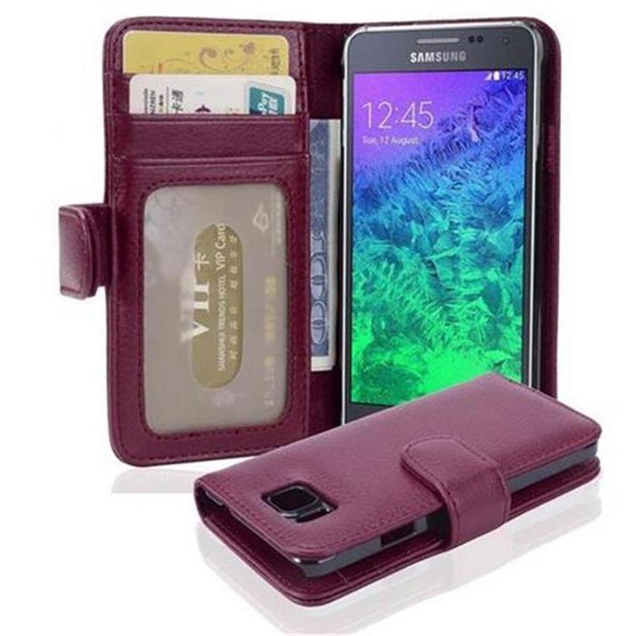 Cadorabo Handyhülle 3 Kartenfächer Samsung Galaxy ALPHA Klappbare Handy Schutzhülle - Hülle - mit Standfunktion und Kartenfach