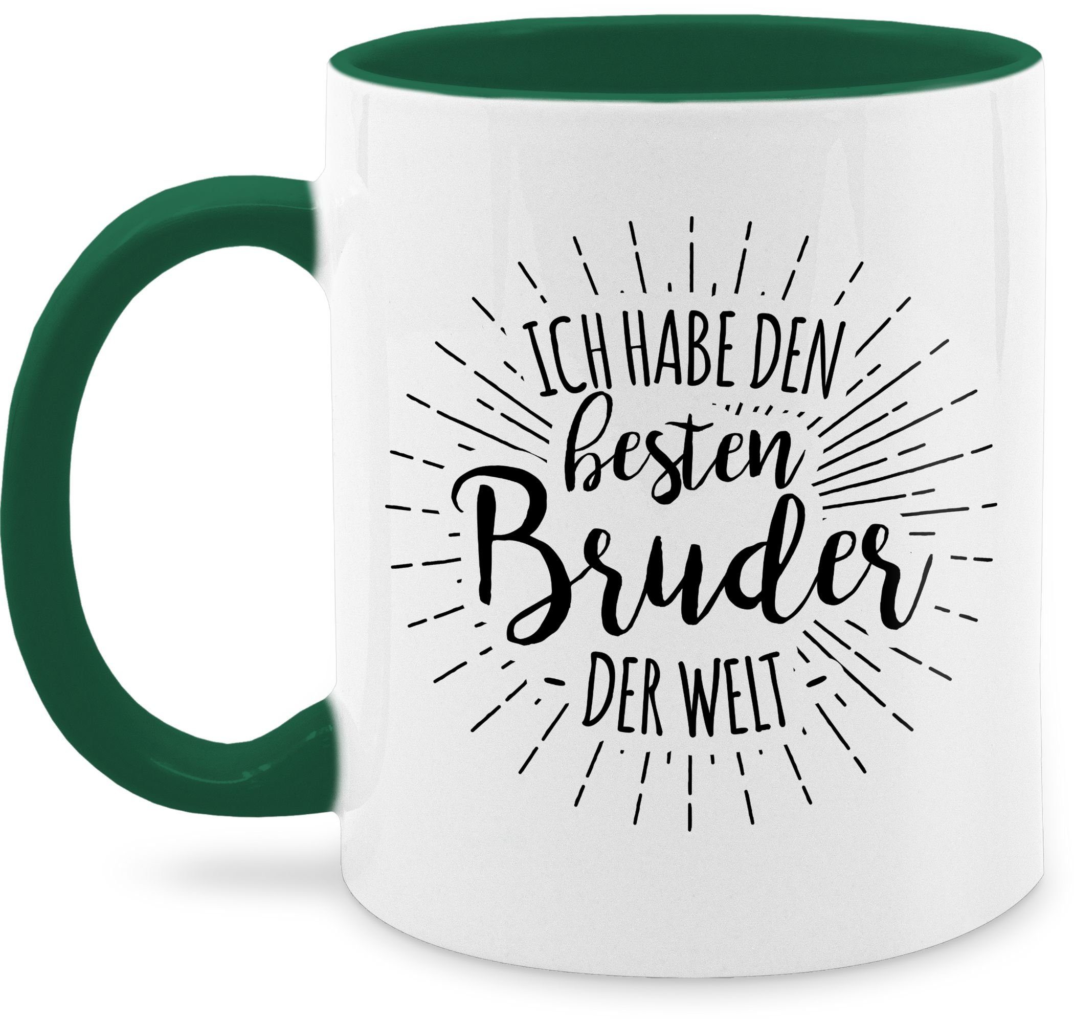 Shirtracer Tasse Ich habe den besten Bruder der Welt, Keramik, Bruder 2 Petrolgrün