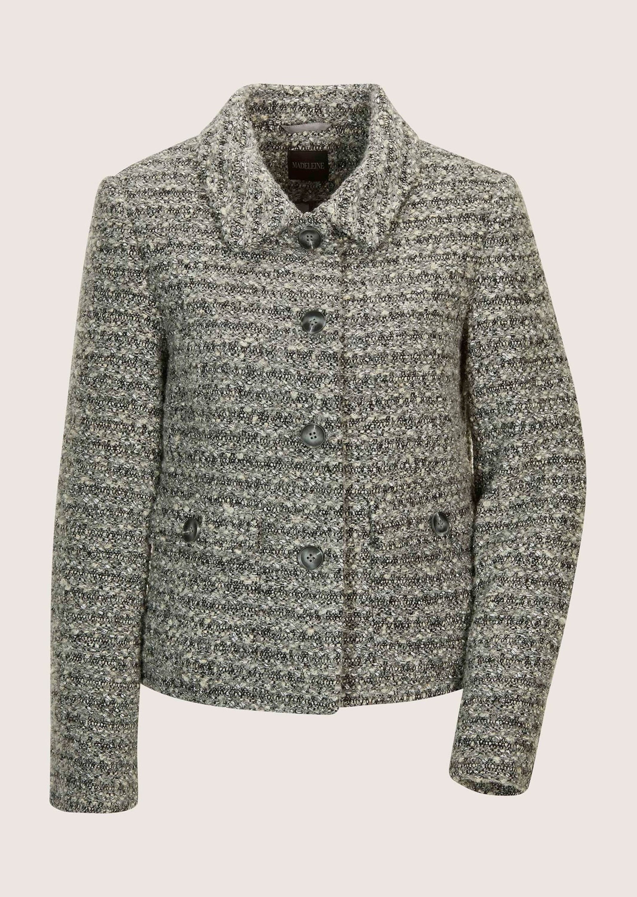 MADELEINE Kurzblazer Kurzblazer mit französischer Eleganz Strukturblazer mit Knopfleiste und langen Ärmeln