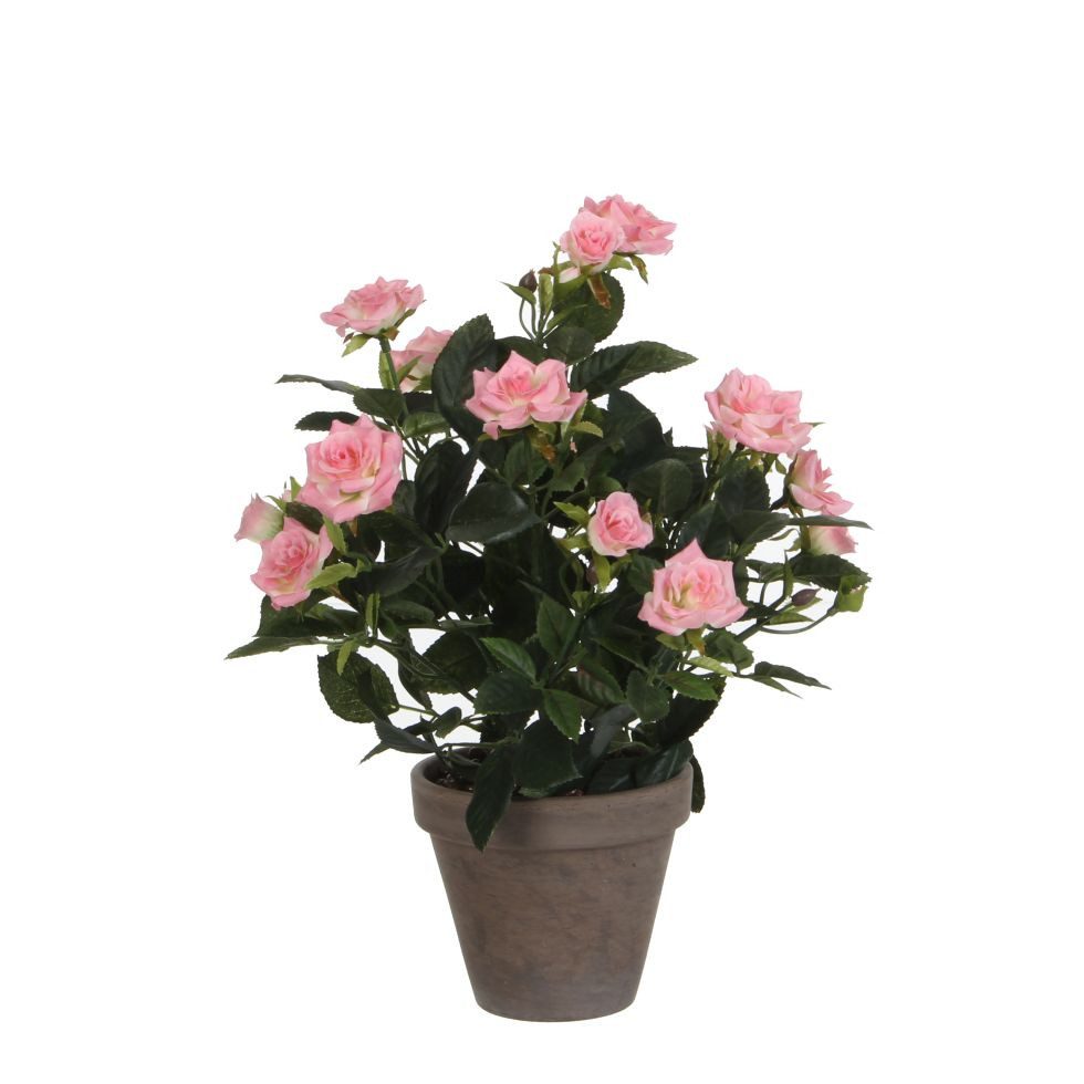 Kunstpflanze Mica künstlicher Rosenstrauch rosa im Blumentopf, Mica Decorations – Bild 3 von 5
