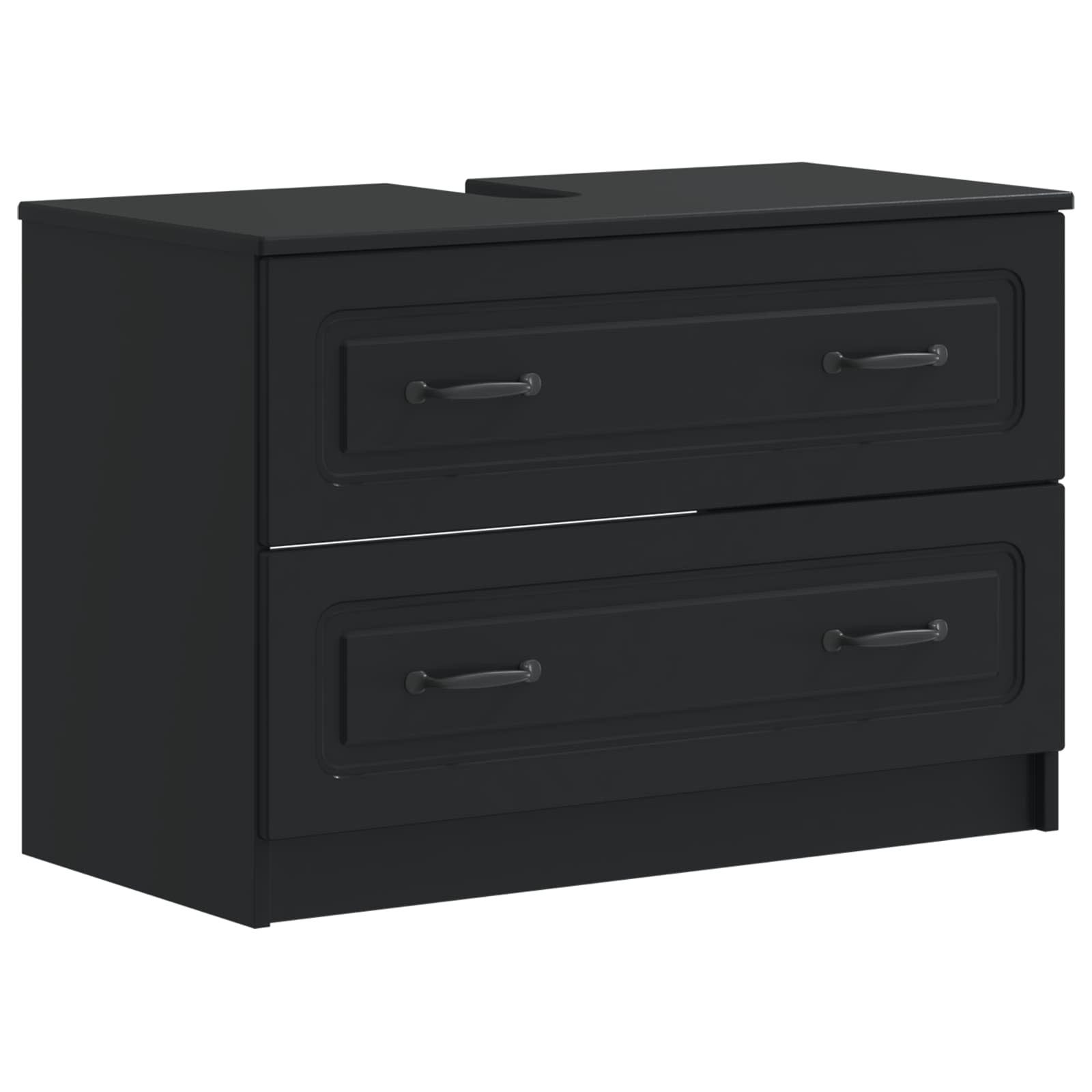 vidaXL Badezimmer-Set Waschbeckenschrank UTRECHT Schwarz 82 x 41 x 56 cm
