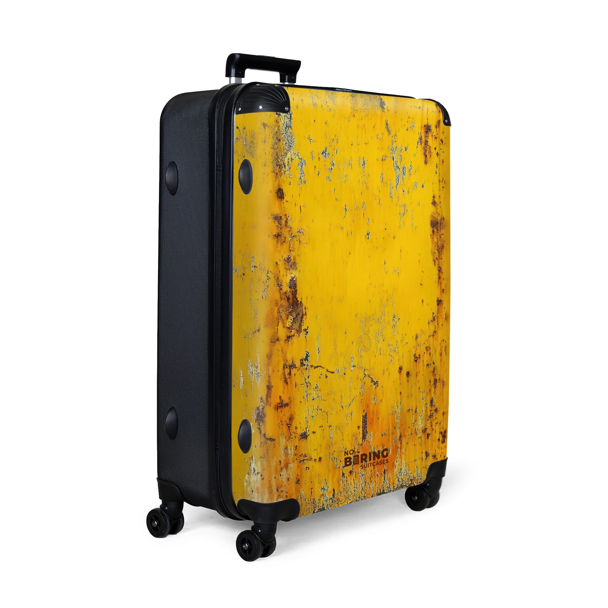 NoBoringSuitcases.com© Hartschalen-Trolley Abgeblätterter gelber metallisch günstig online kaufen