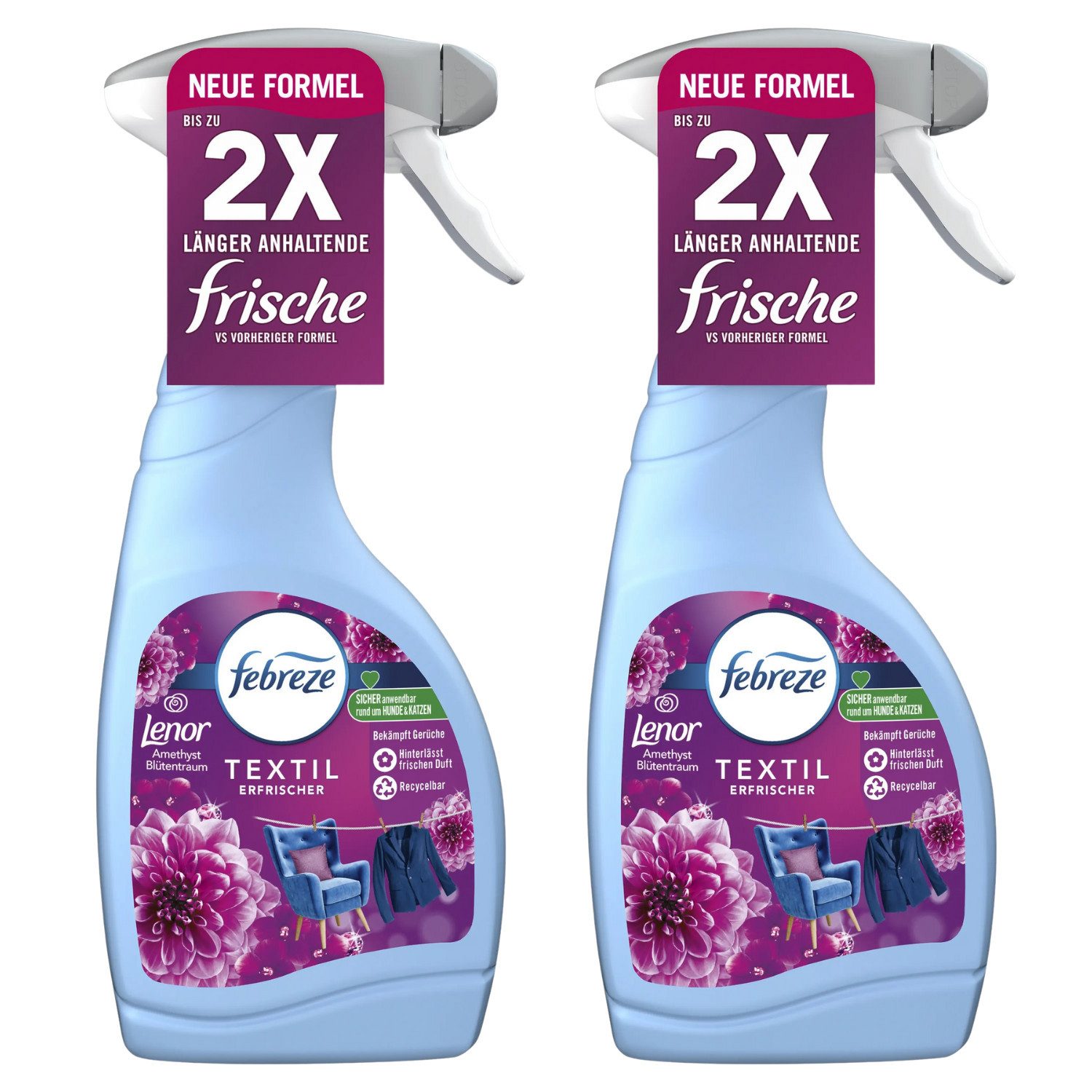 Febreze Wäscheparfüm 2x Febreze Textilerfrischer Lenor Amethyst Blütentraum Frische Technol