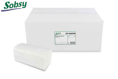 Sobsy Papierhandtuch Papierhandtücher, 2-lagig, 21 x 21 cm, V-Falz, hochweiß, Zellstoff (4.000 Stück)