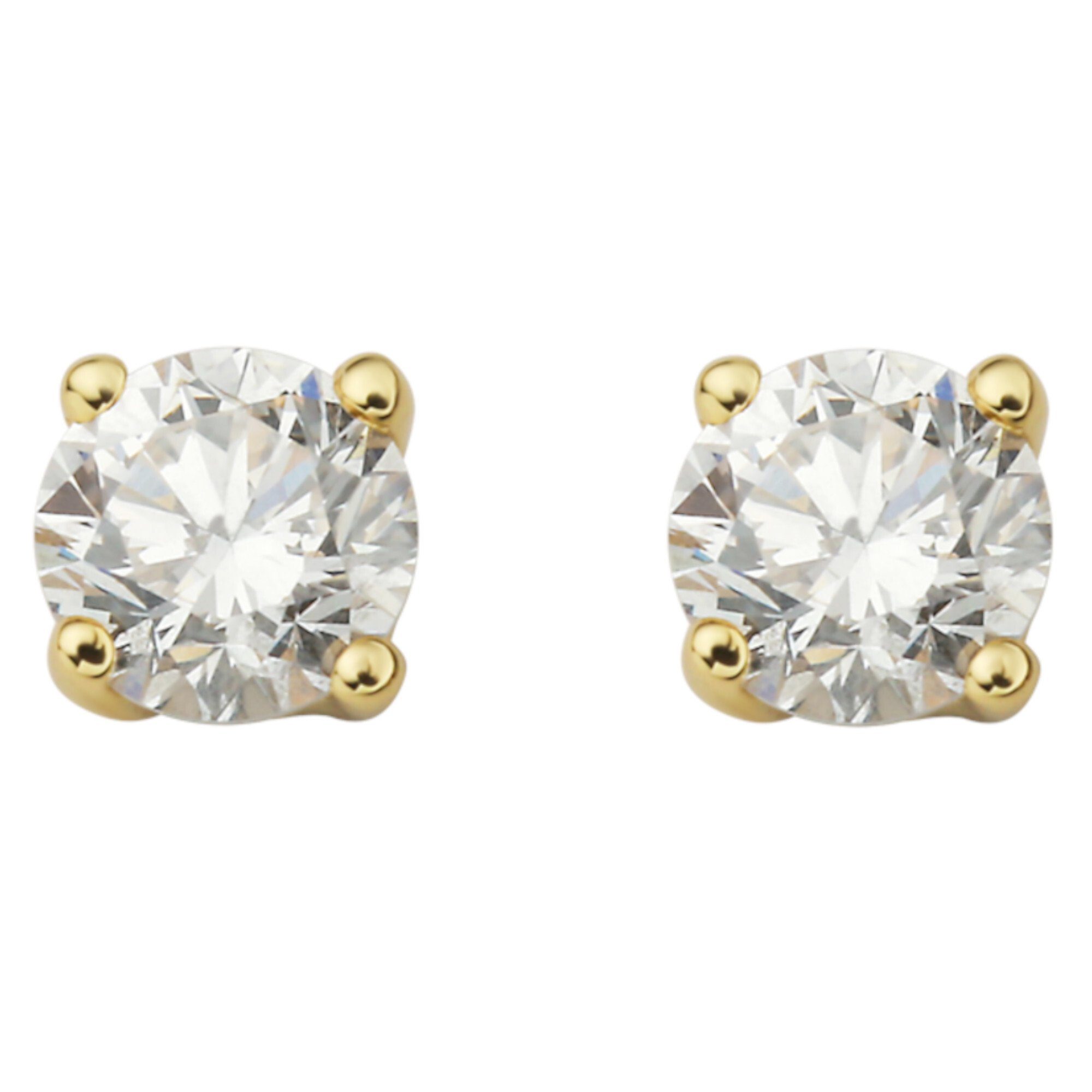 Ohrringe 585 ct Schmuck Brillant ELEMENT Gold Paar Damen Gelbgold, Ohrstecker Diamant aus Ohrstecker 0.30 ONE