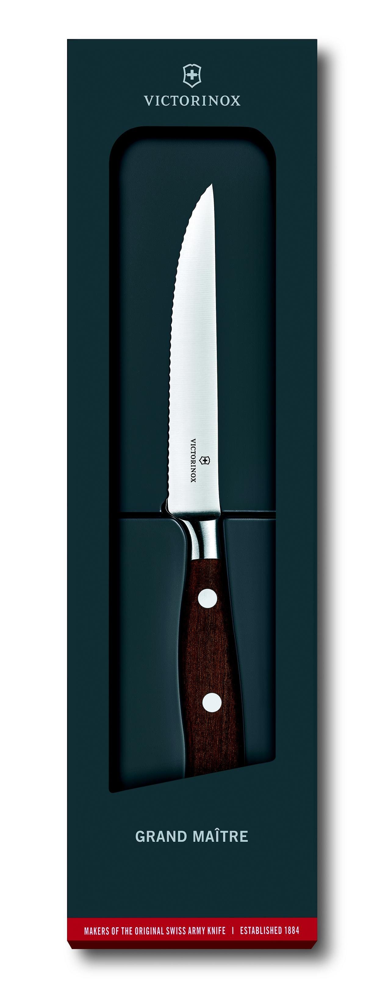 Steakmesser, Wood, Maître Victorinox Geschenksch. 12cm, Grand Taschenmesser Wellenschliff,