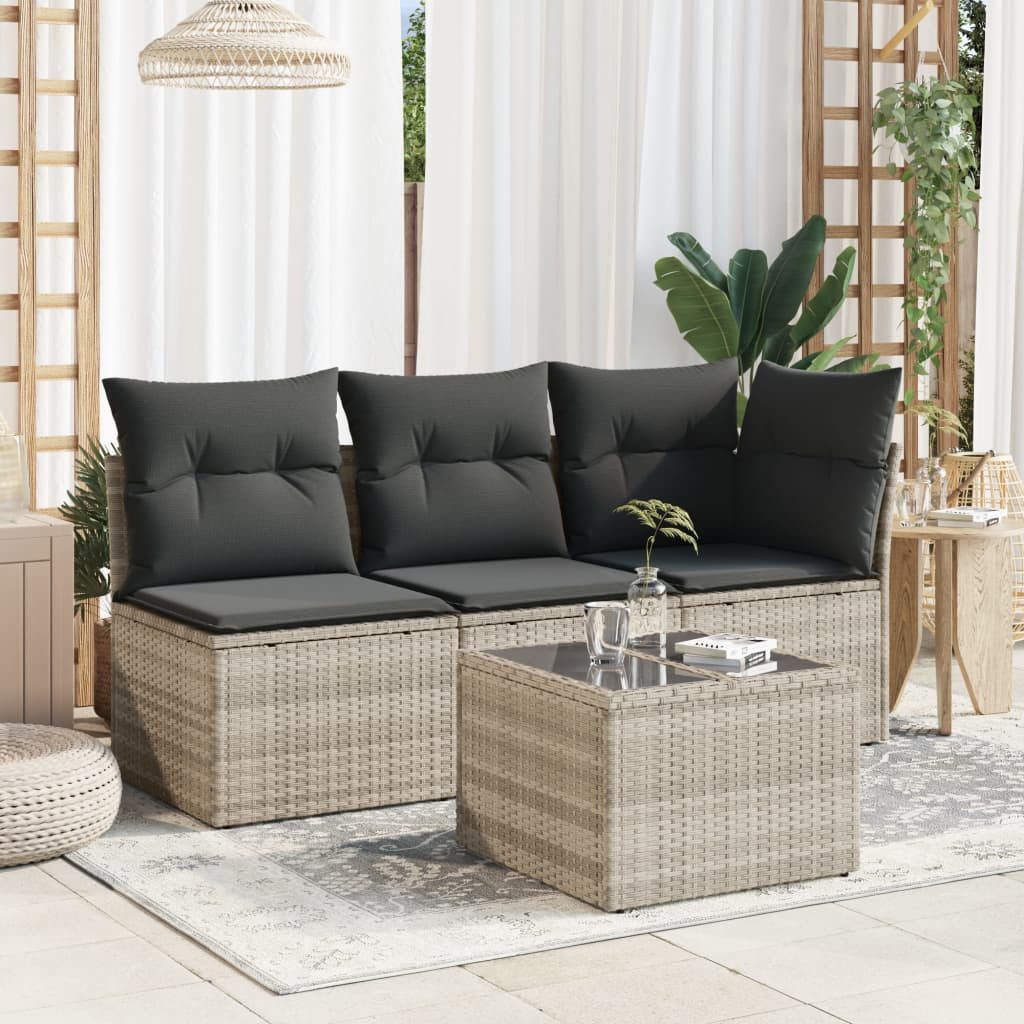 vidaXL Gartentisch Gartentisch mit Glasplatte Hellgrau günstig online kaufen