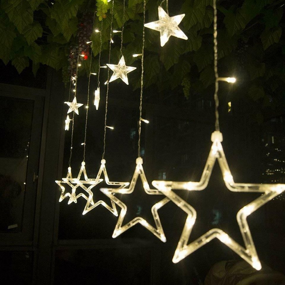 120 LED Solar Sterne Lichterkette für Außen Garten Stern Weihnachten Party Deko