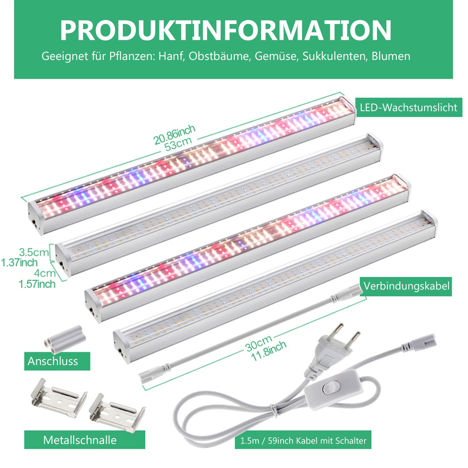 Jibenhome Pflanzenlampe 1/2/4 Pack Vollspektrum LED günstig online kaufen