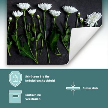 Decorwelt Herd-Abdeckplatte Herdabdeckplatte Kunststoff Aufrollbare Matte Küche Blumen Schwarz, (30x52, 1 tlg), für alle Herdarten excl. Gasherde