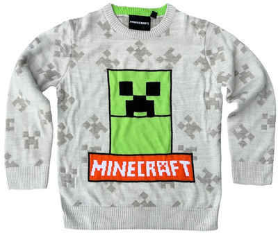 Minecraft Вязаные свитера MINECRAFT Kinder Пуловеры Pulli für Jungen + Mädchen in grau oder grün Gr. 116 128 134 140 152 für 6 8 9 10 12 Jahre
