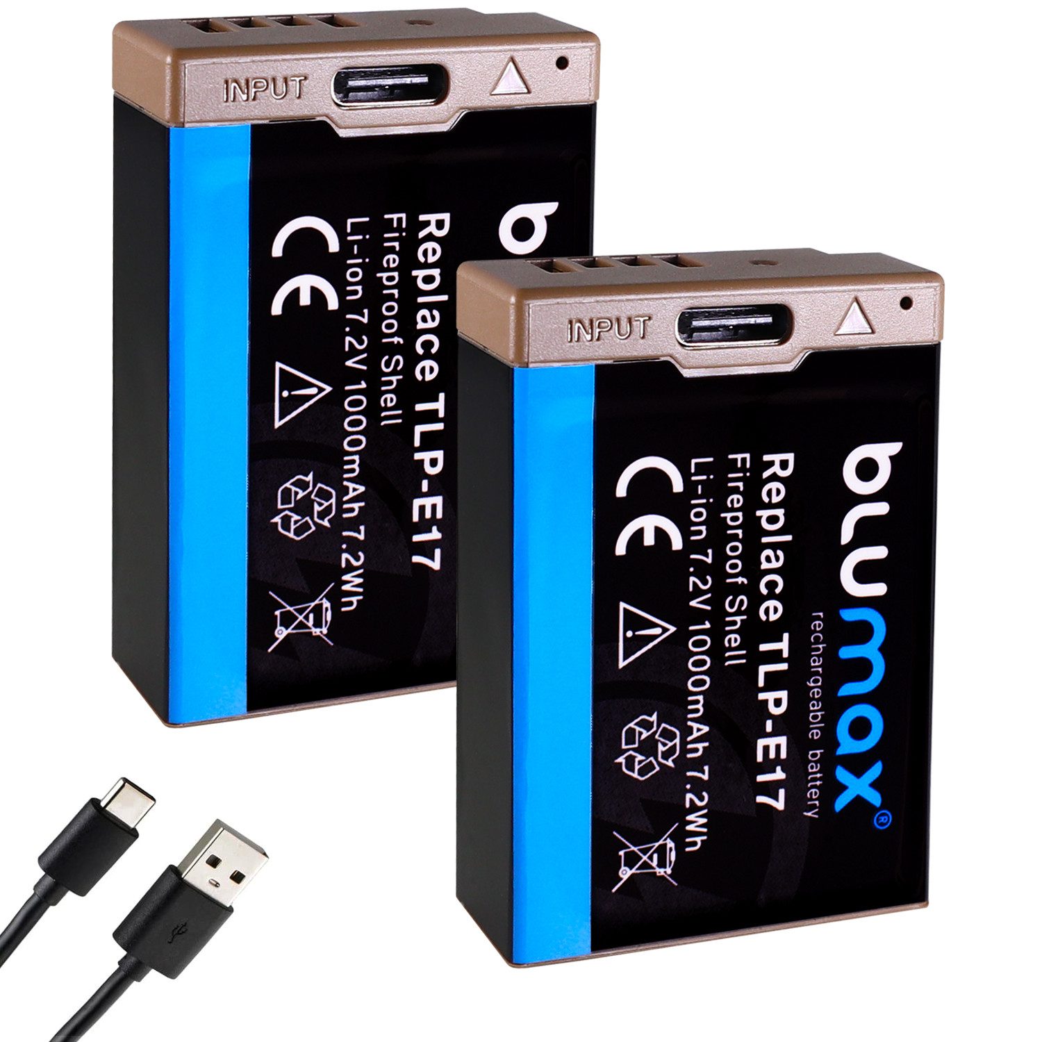Blumax Akku für Canon LP-E17 EOS RP M3 M6 760D R8 R10 R50 USB-C 1000 mAh Kamera-Akku