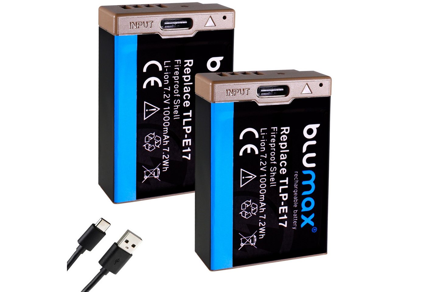 Blumax Akku für Canon LP-E17 EOS RP M3 M6 760D R8 R10 R50 USB-C 1000 mAh Kamera-Akku
