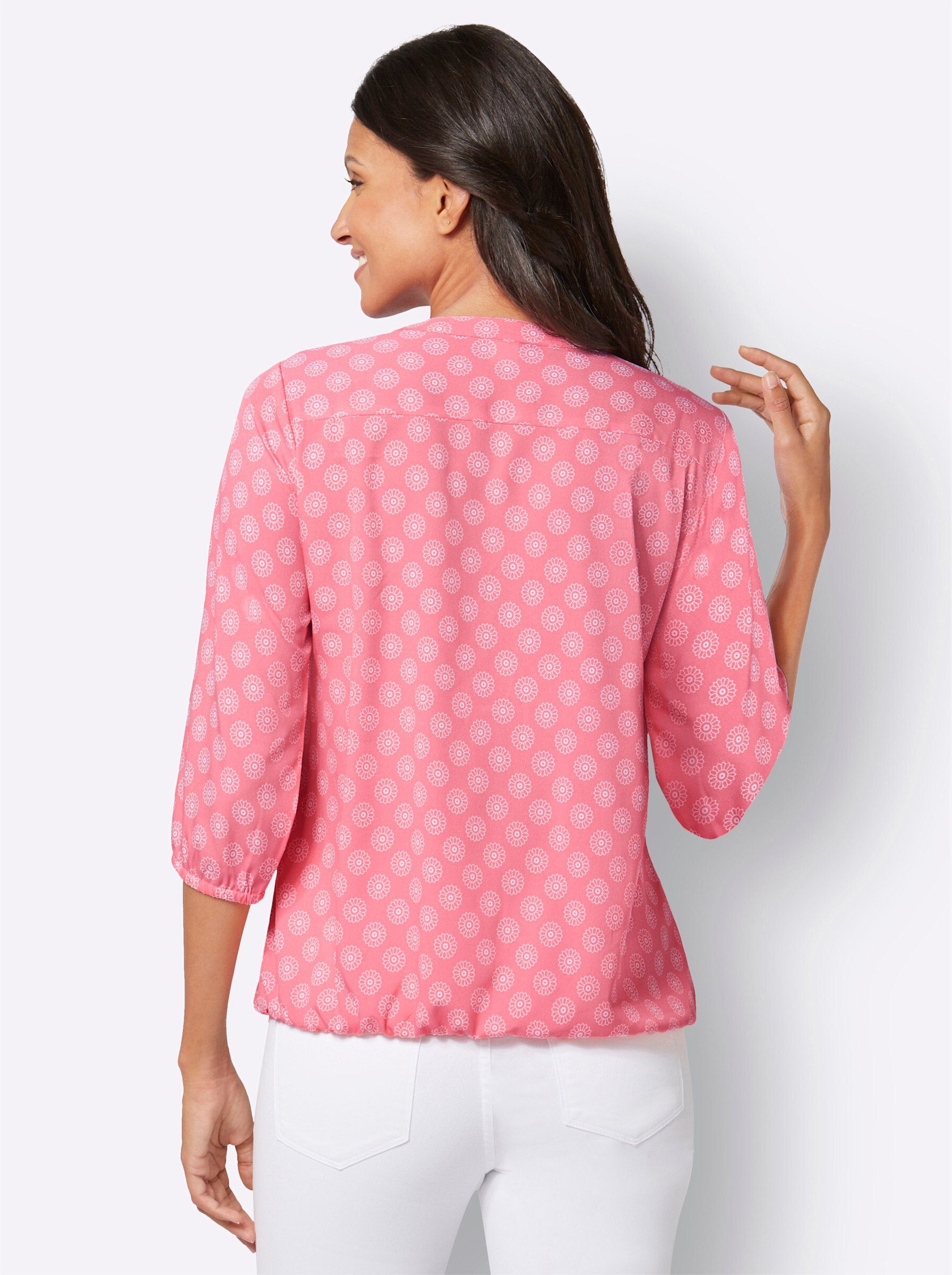 Klassische Bluse an! Sieh flamingo-ecru-bedruckt