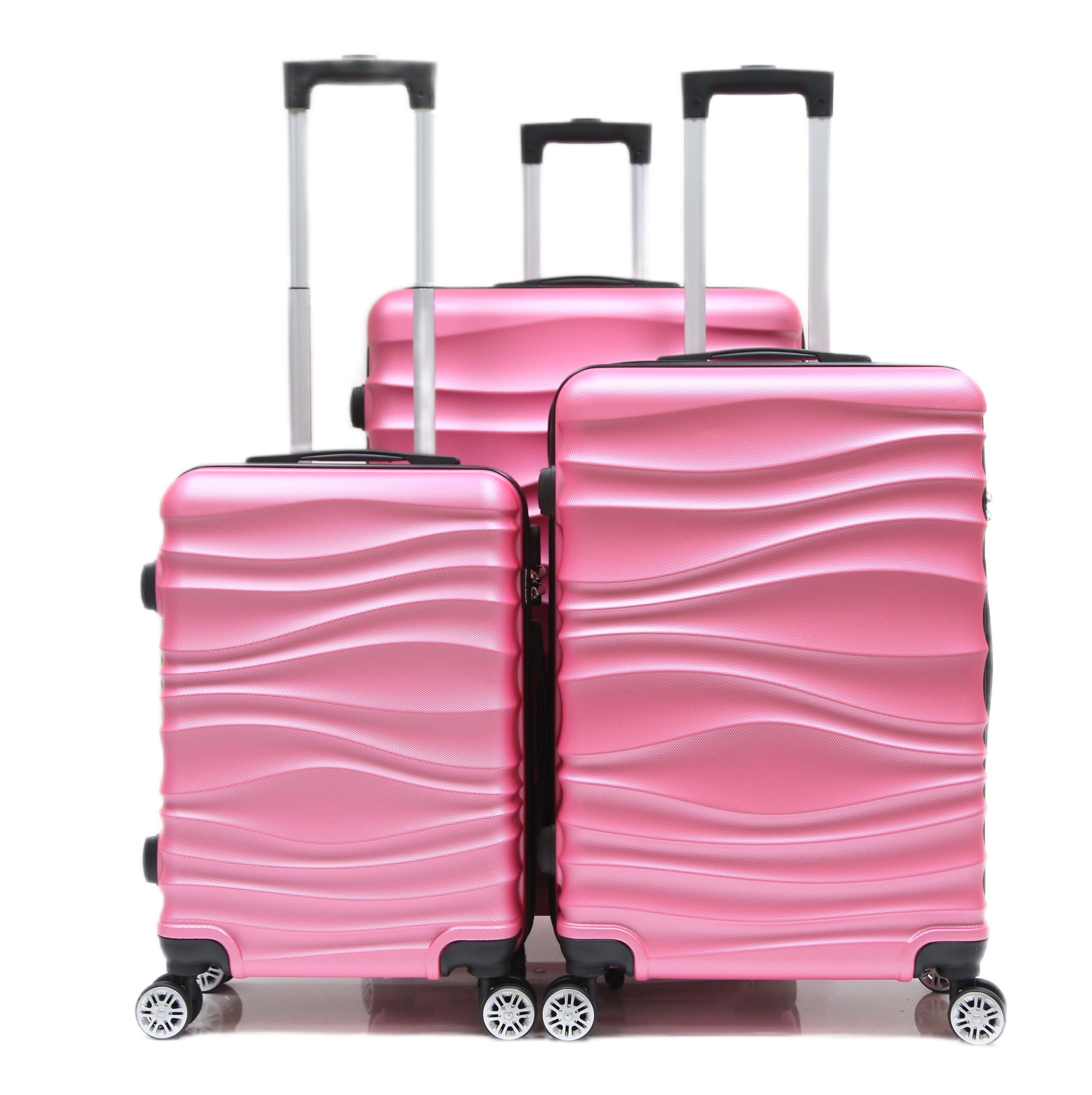 Cheffinger Kofferset Reisekoffer Koffer 3 tlg Hartschale Trolley Gepäck Reisetasche, (3 tlg) Pink