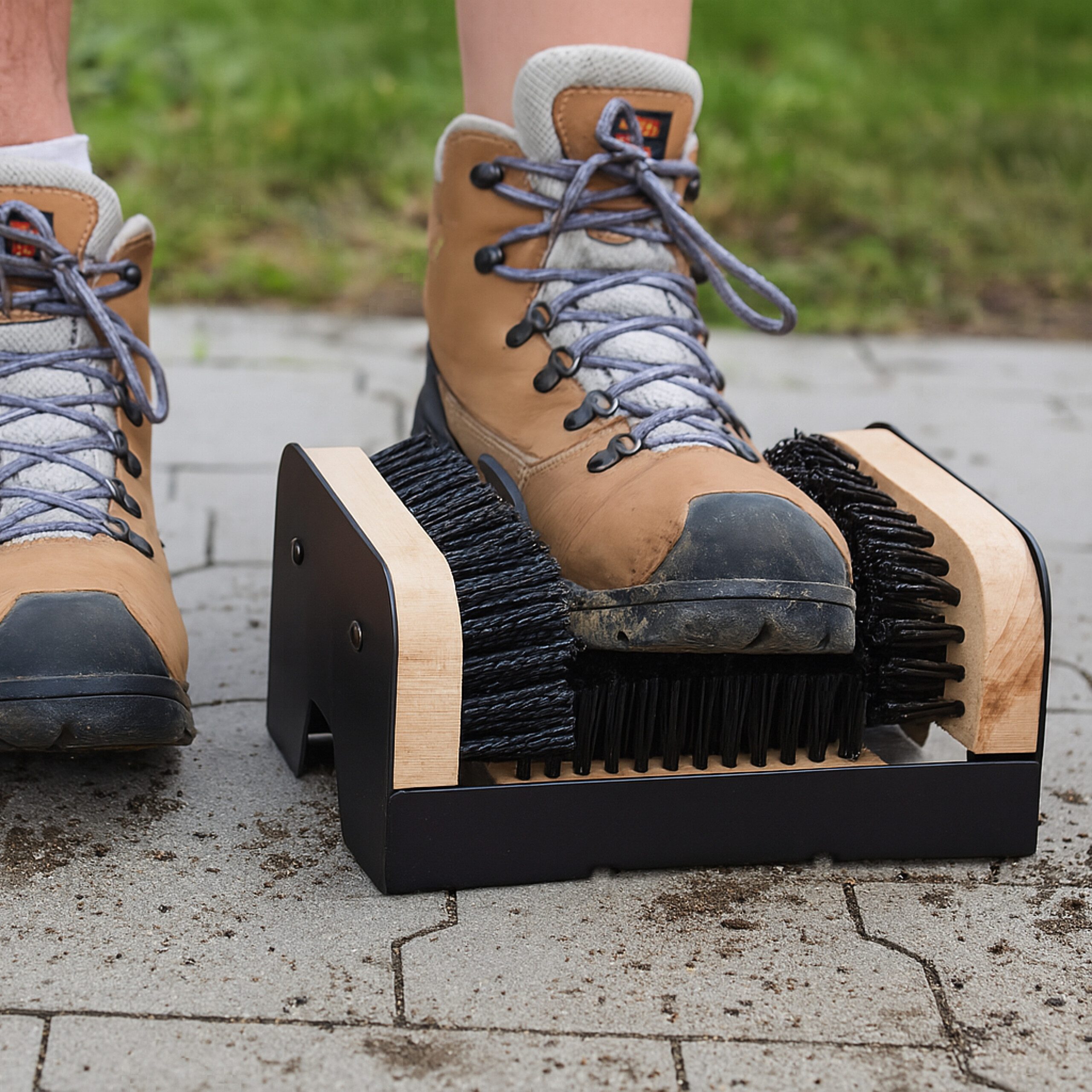relaxdays Schuhputzbürste Schuhabstreifer mit Rundum-Bürsten