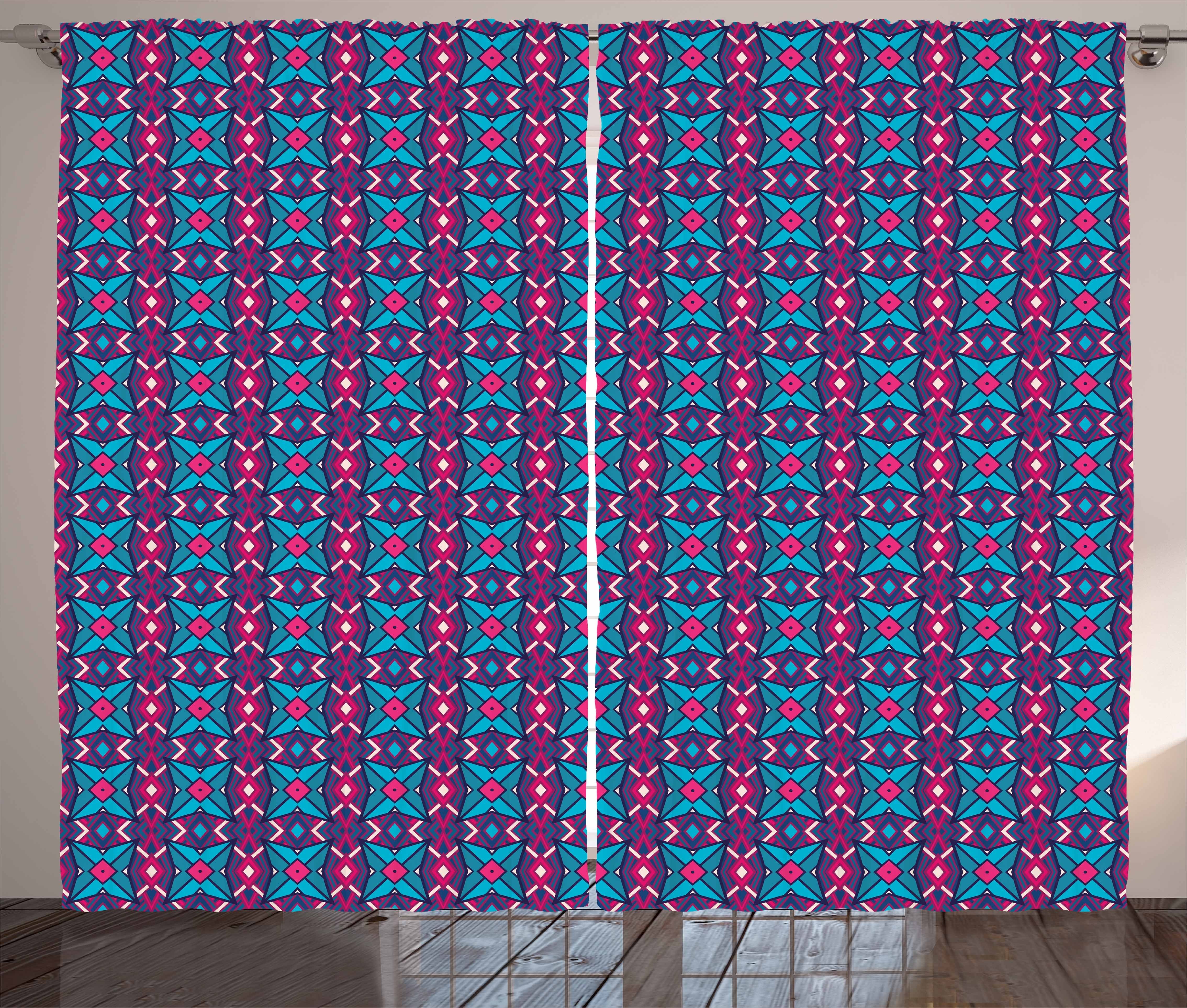 Gardine Schlafzimmer Kräuselband Vorhang Abakuhaus, mit Geometrisch und Haken, Schlaufen Rauten-Muster