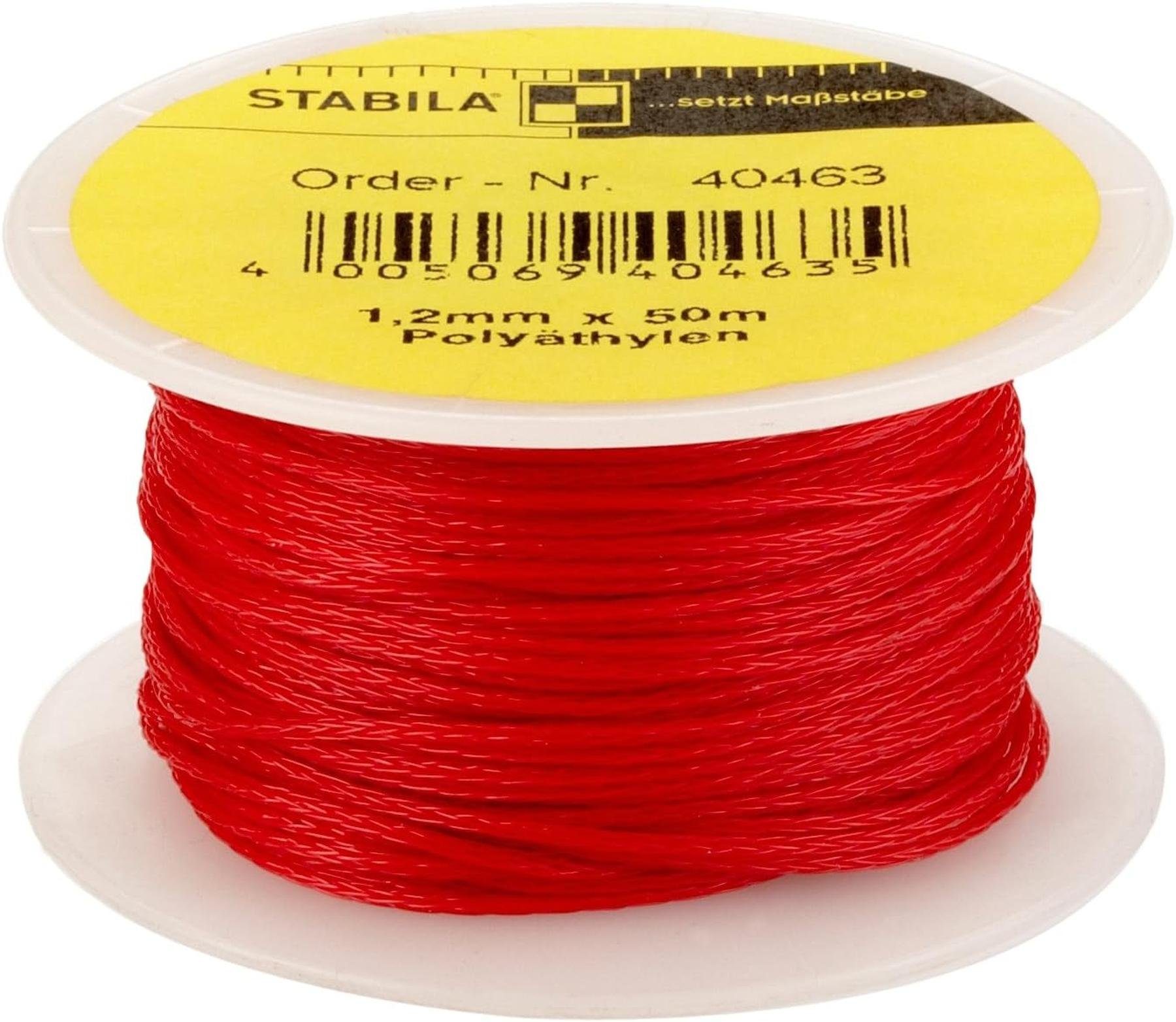 Stabila Stabila Maurerschnur Lot 50m 1,2mm rot Pflanzschnur, Luftfeuchtigkeitsbeständig, Rissbeständig, Schmutzabweisend
