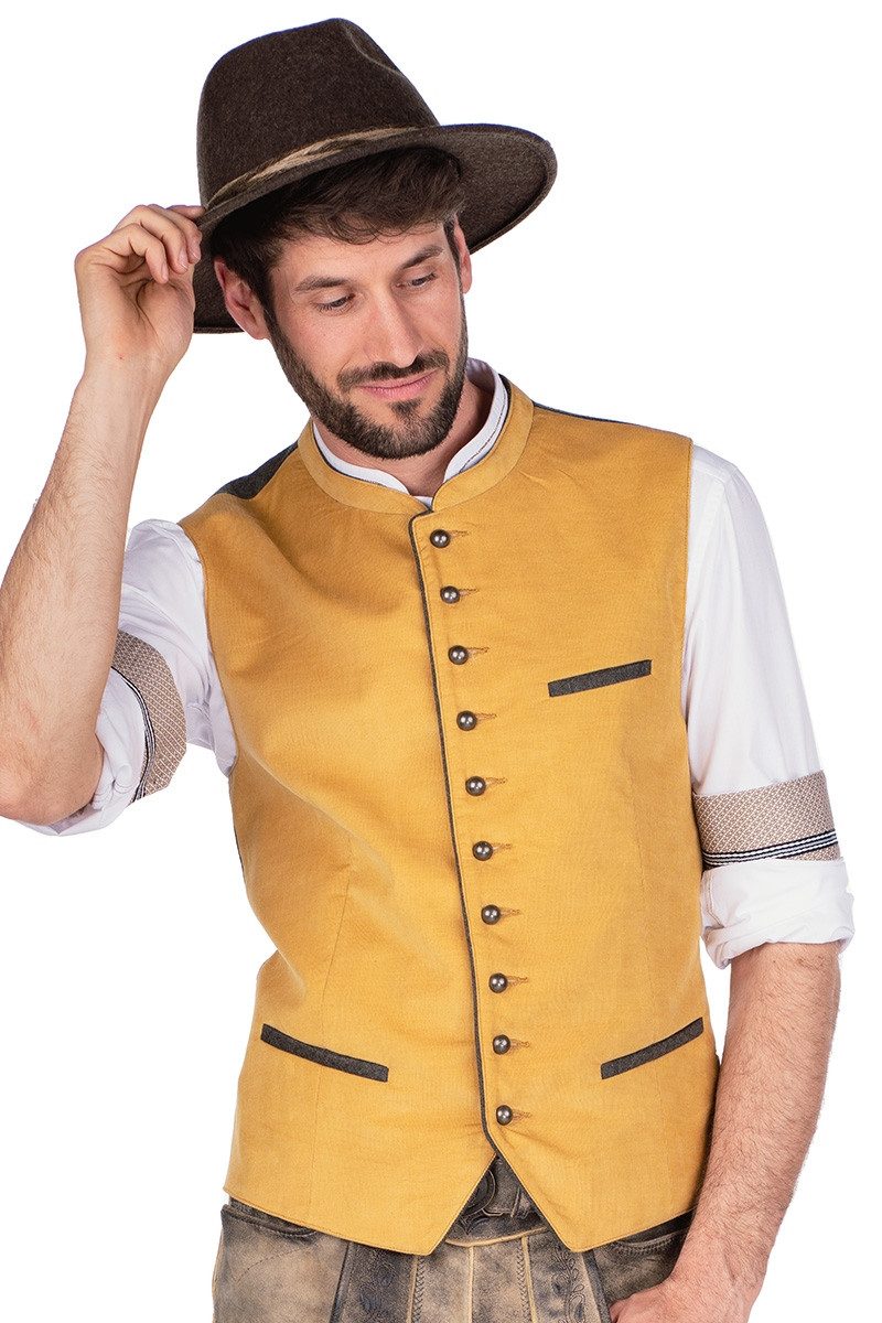 Trachtenweste Cordweste - NICO - grau/loden, mustard/loden