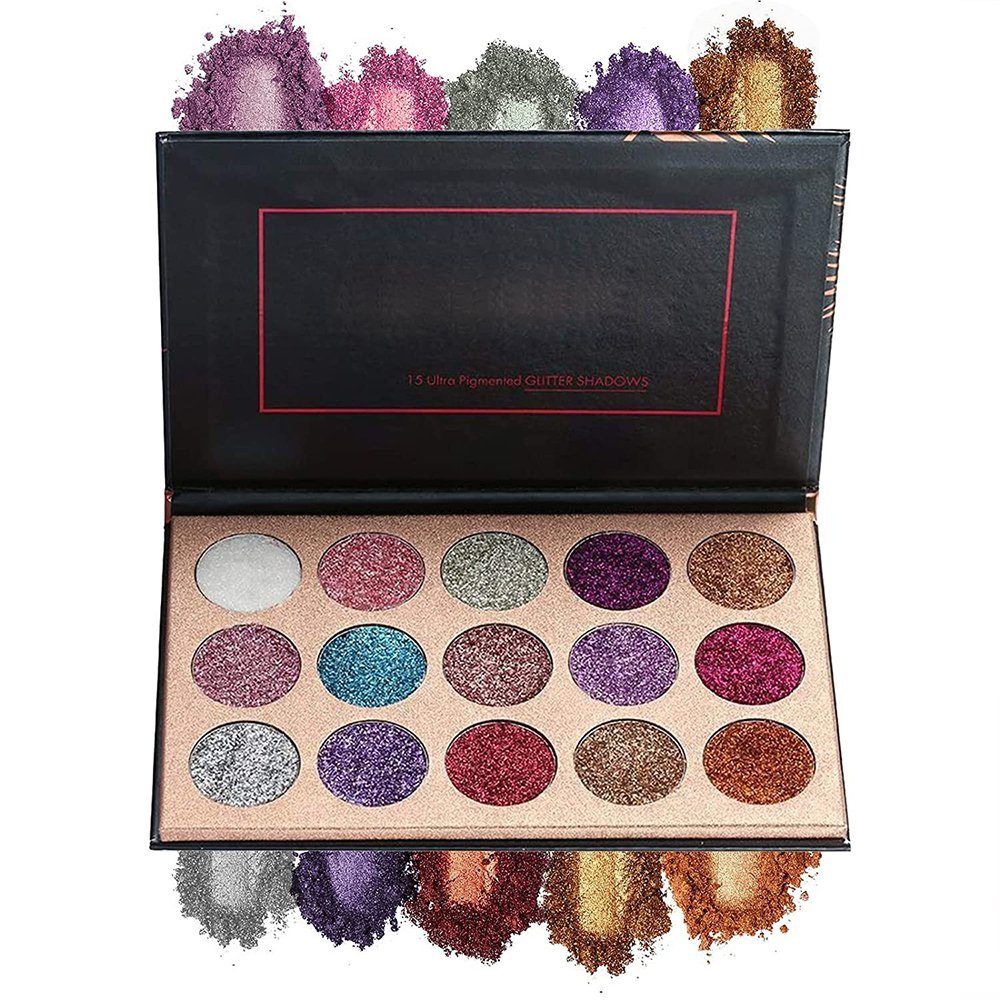 Farben Lidschatten Pigmented Lidschatten Palette, Glitzer Pulver Lidschatten Shimmer Haiaveng Langlebig Ultra Makeup 15