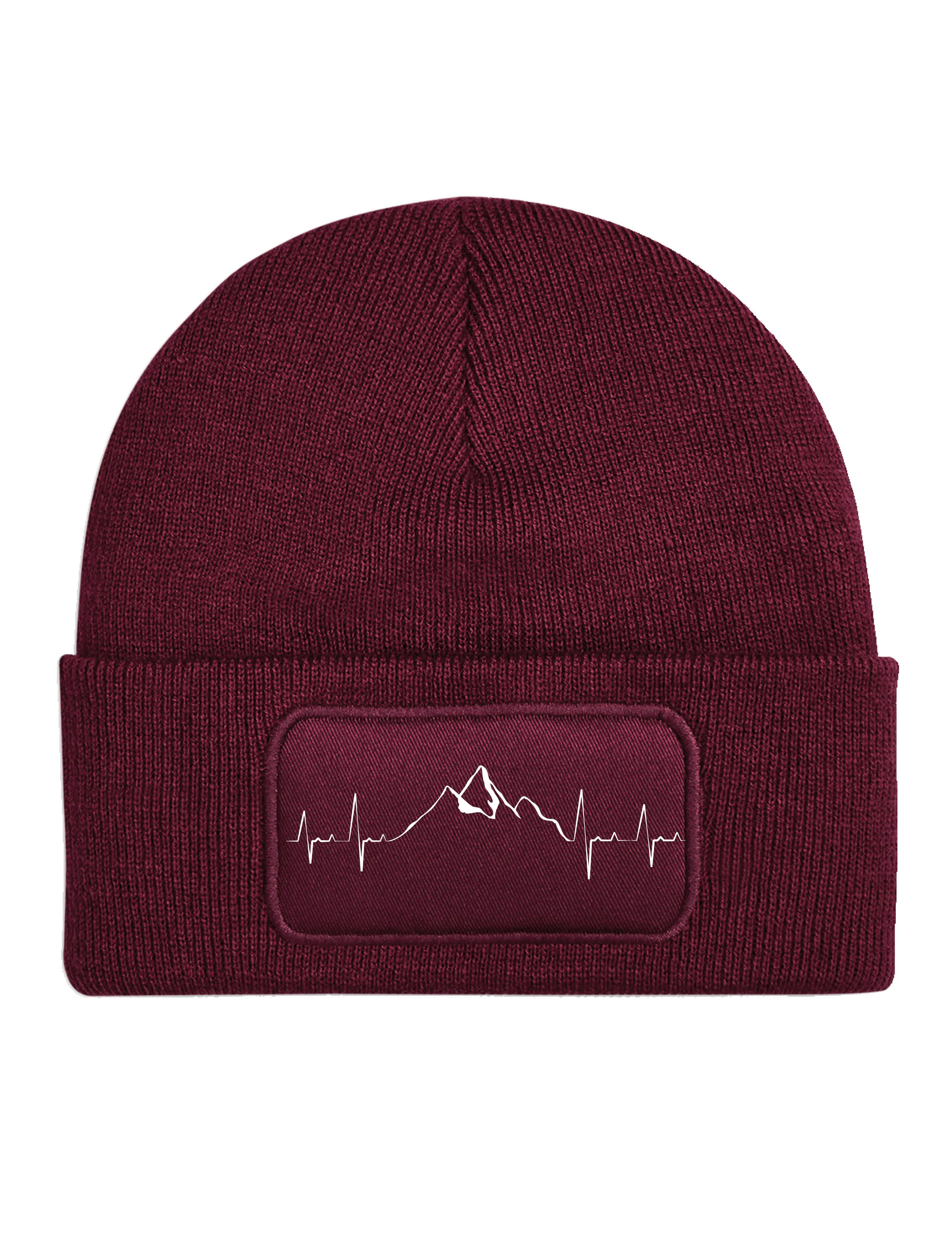 Youth Designz Beanie Heartbeat Mountain Wandern Berge Camping Unisex Beanie Mütze mit modischem Logo Motiv