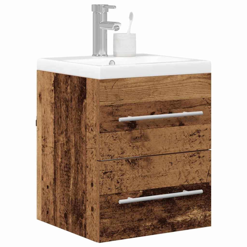 vidaXL Badezimmerspiegelschrank Waschbeckenschrank mit Schubladen Altholz 41 x 38,5 x 48 cm