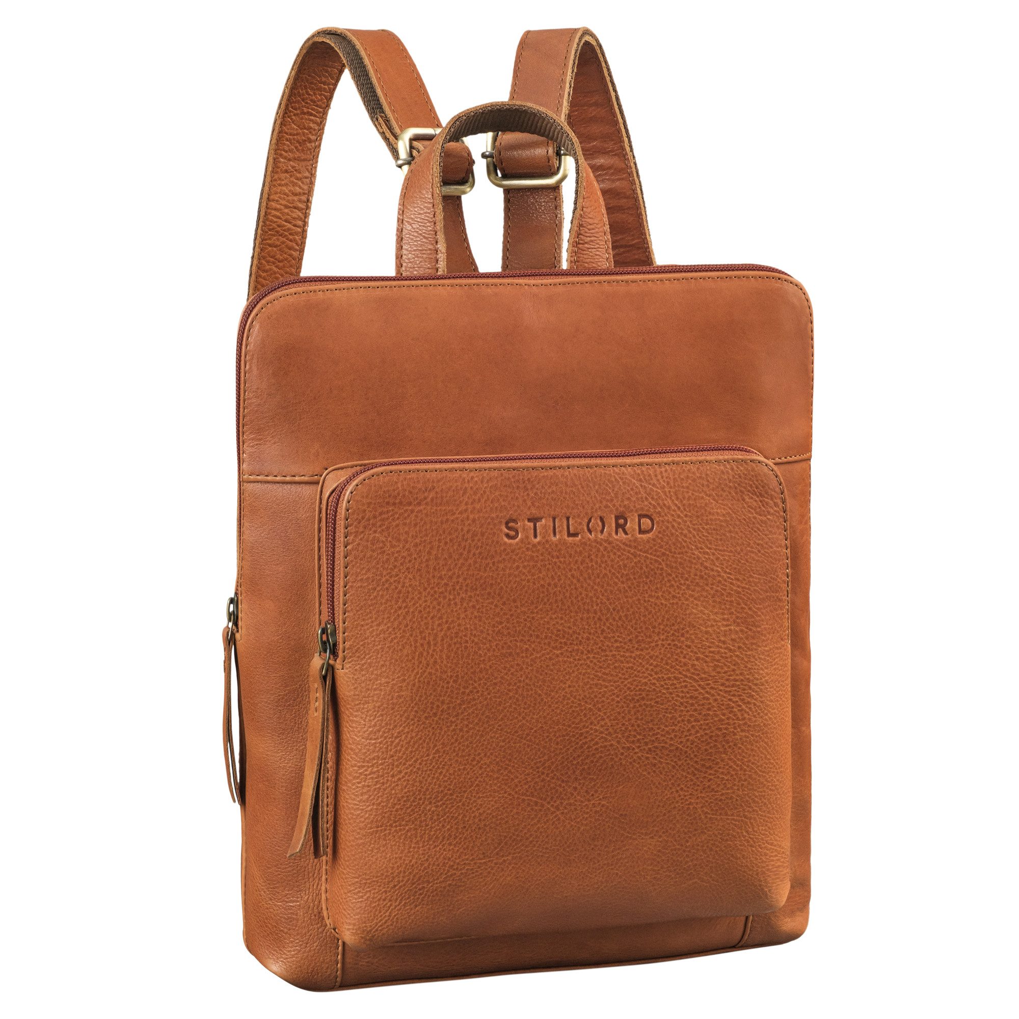STILORD Cityrucksack "Ari" Kleiner City Rucksack Damen Leder, Leder Daypack im Retro Design aus Echtleder