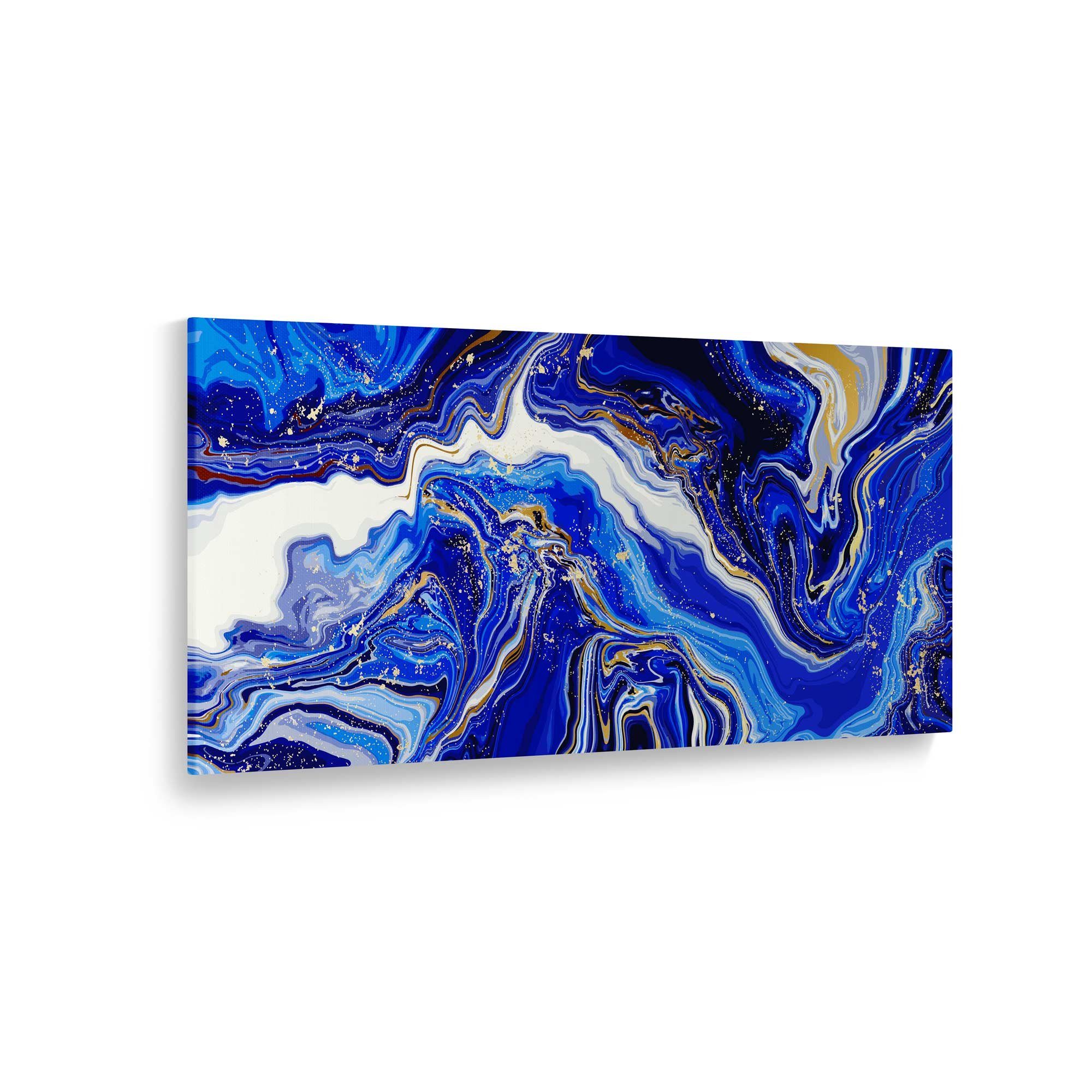 WallSpirit Leinwandbild "Marmor Goldblau" - XXL Wandbild, Leinwandbild geeignet für alle Wohnbereiche
