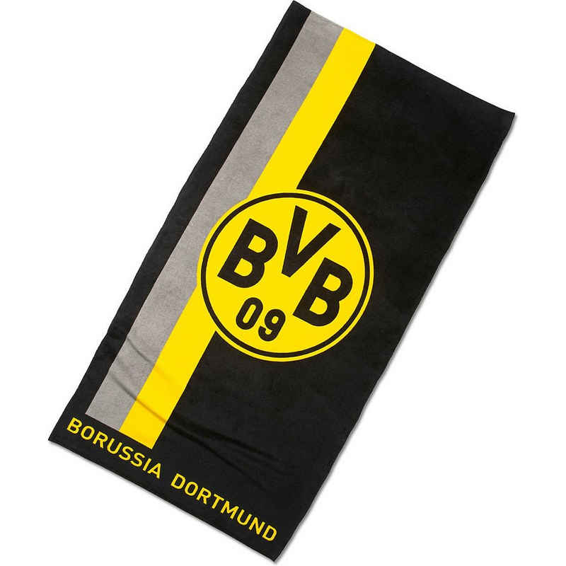 Borussia Dortmund Badetücher BVB-Duschtuch mit Logo im Streifenmuster 70x140cm