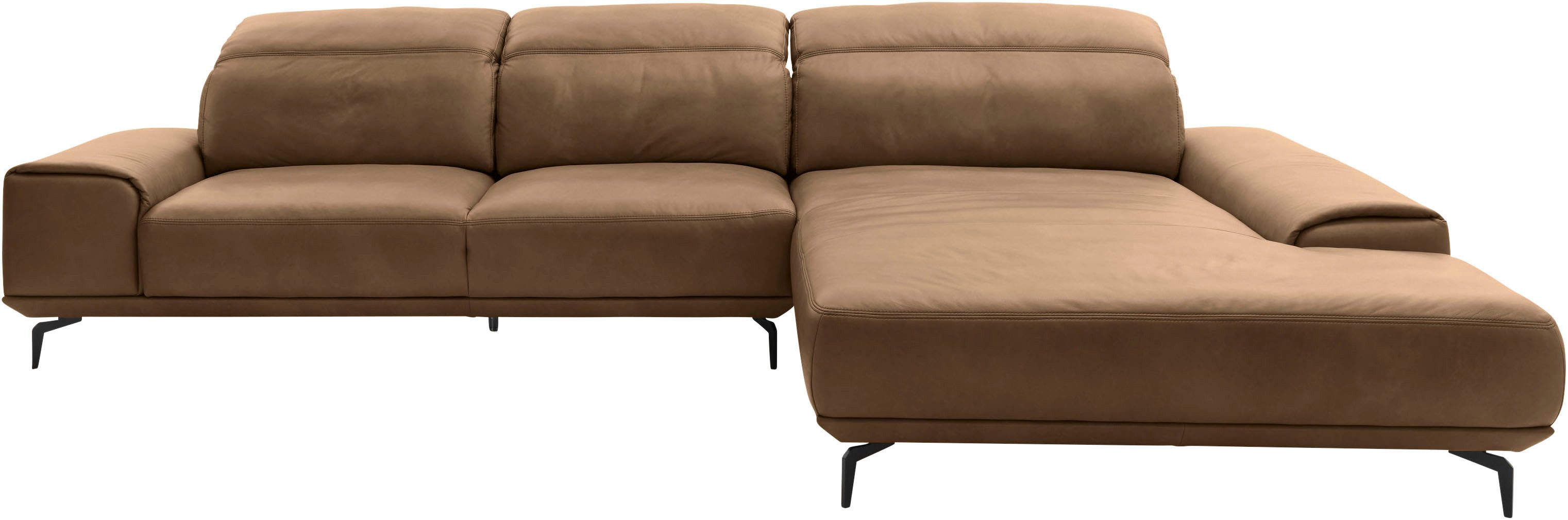 Musterring Wohnlandschaft MR 2490 Ecksofa mit erstklassigem Sitzkomfort, Long-Life-Leder, Fuß schwarz, Sitzhöhe 48cm, wahlweise mit Funktionen, Maße 342x207 cm