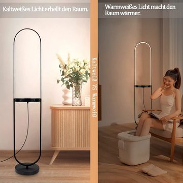 Nettlife Stehlampe Wohnzimmer Dimmbar mit Regal USB-Anschluss LED Stehleuchte Kabellos, Fernbedienung, LED fest integriert, Warmweiß Neutralweiß Kaltweiß, Schlafzimmer Büro Bett