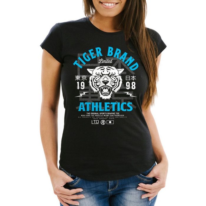 Neverless Print-Shirt Damen T-Shirt Tiger Brand Tokyo Supply Japan Athletic Sport Slim Fit Neverless® mit Print
