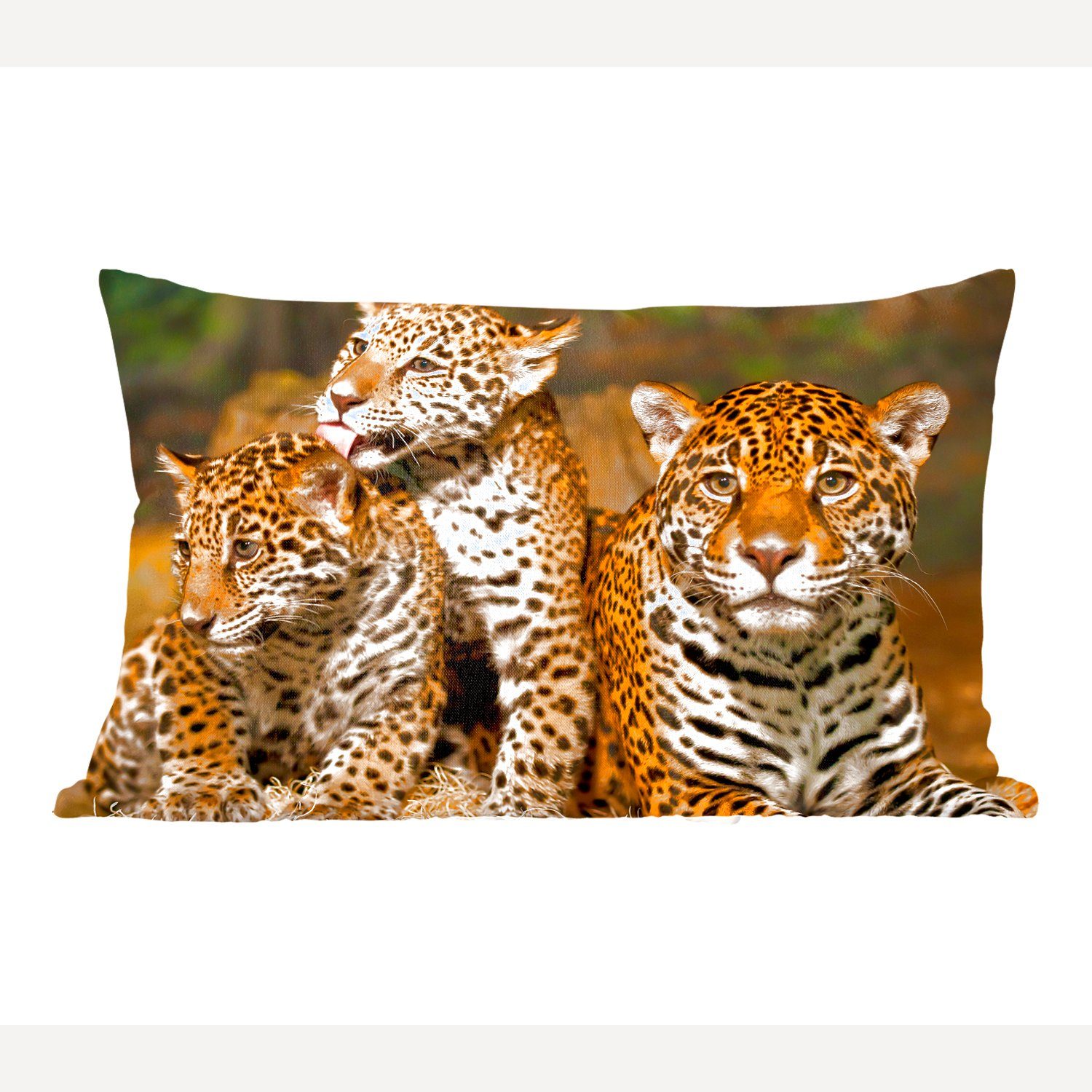 MuchoWow Dekokissen Leopard - Wilde Tiere - Natur, Wohzimmer Dekoration, Zierkissen, Dekokissen mit Füllung, Schlafzimmer