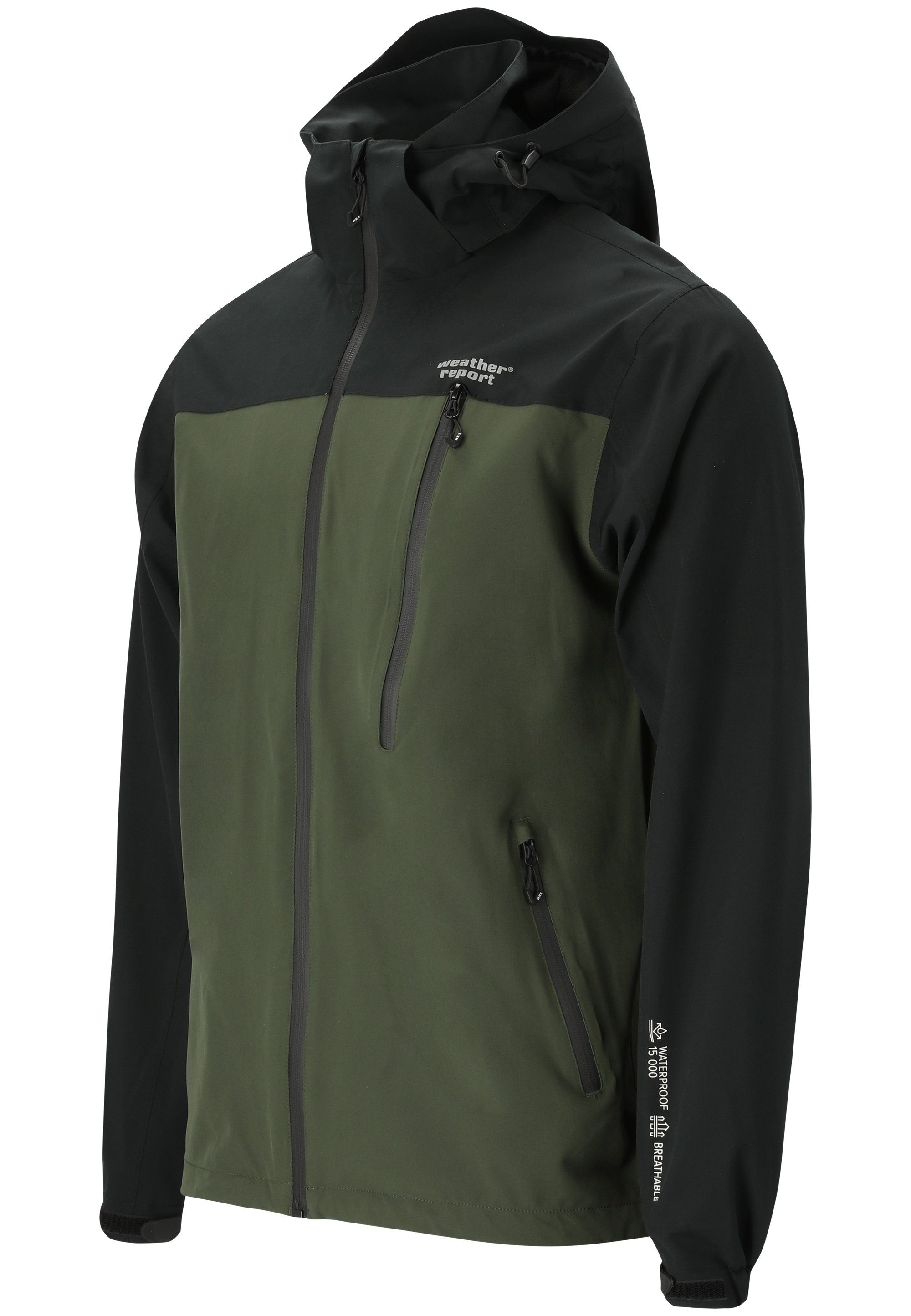 WEATHER REPORT Beschichtung (PFC-Frei) mit tannengrün W-PRO15000 DELTON umweltfreundlicher Outdoorjacke