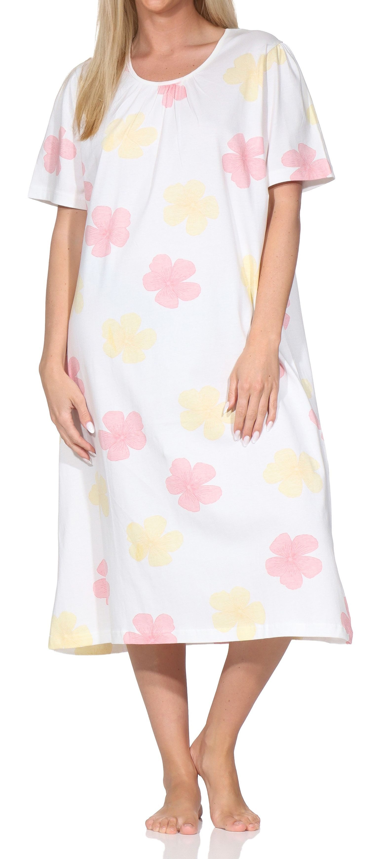 Normann Nachthemd Normann Damen Nachthemd kurzarm – elegantes Florales-Design